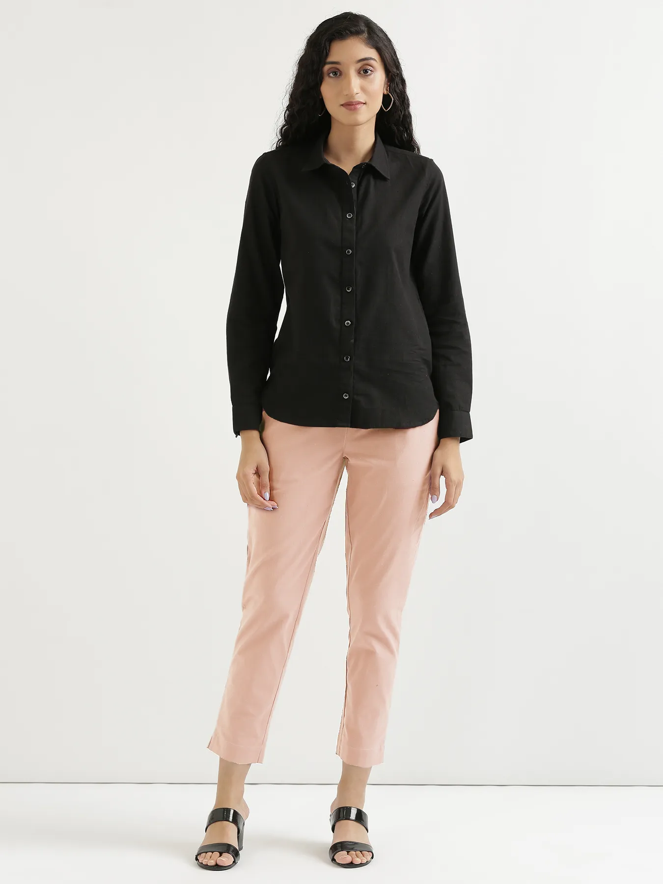 Women Salmon Pink Cotton Pant - Image 11