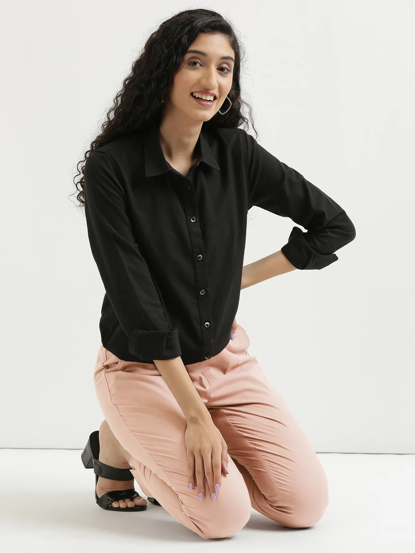 Women Salmon Pink Cotton Pant - Image 12