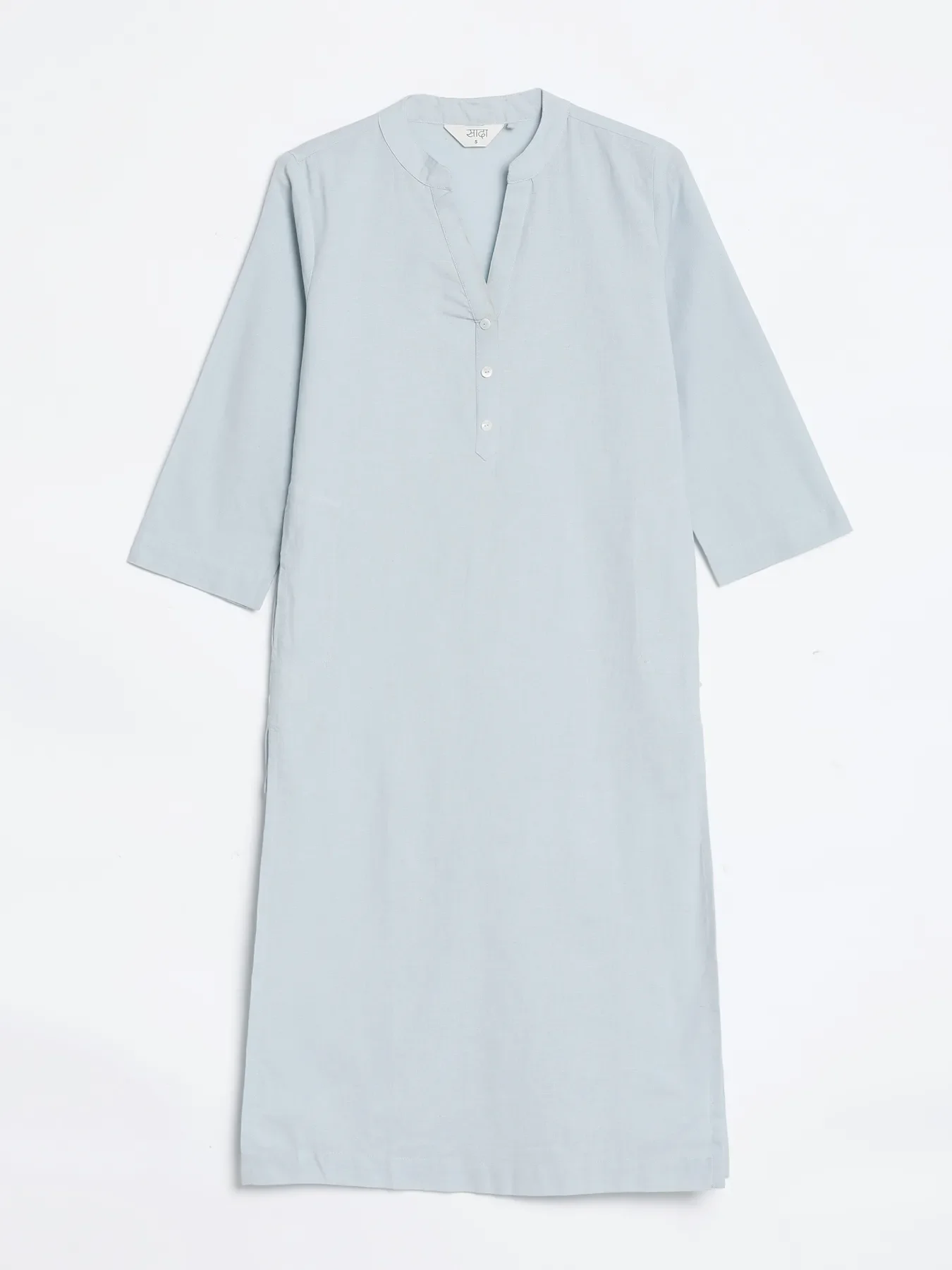 Women Sky Blue Airy Linen Long Kurta - Image 13