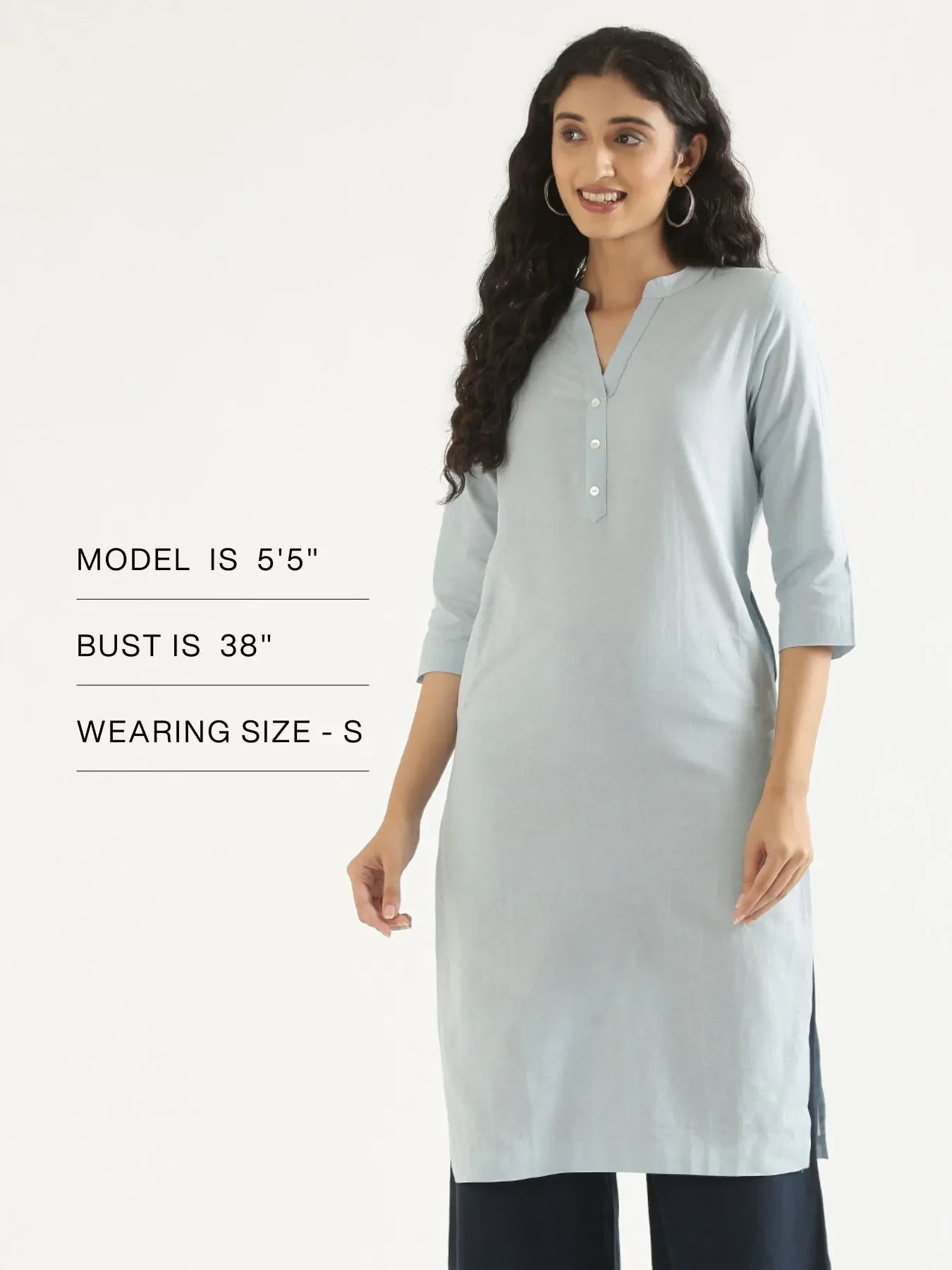 Women Sky Blue Airy Linen Long Kurta - Image 15