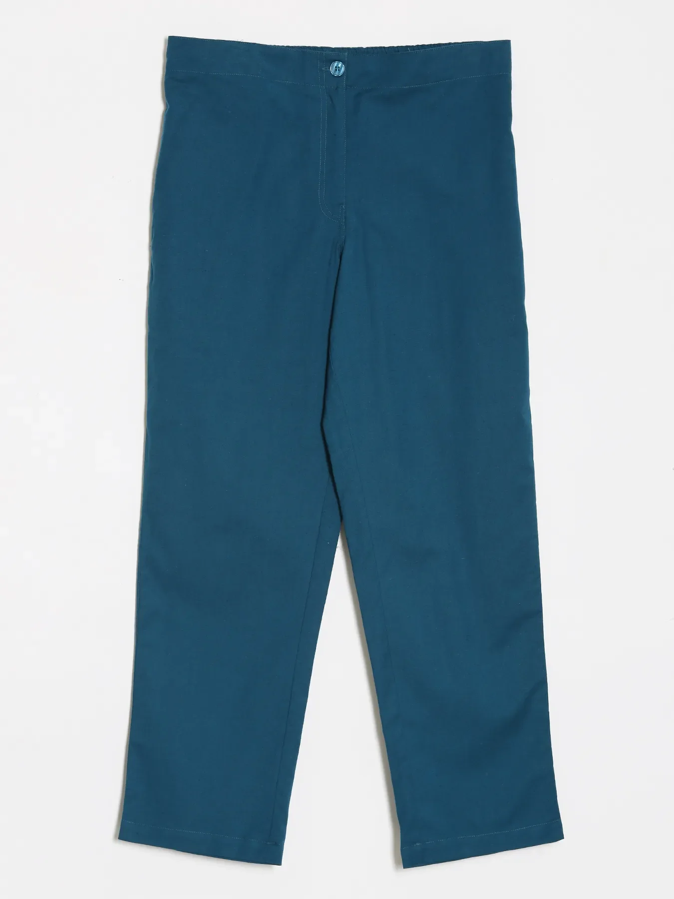 Women Turquoise Airy Linen Straight Pants - Image 13