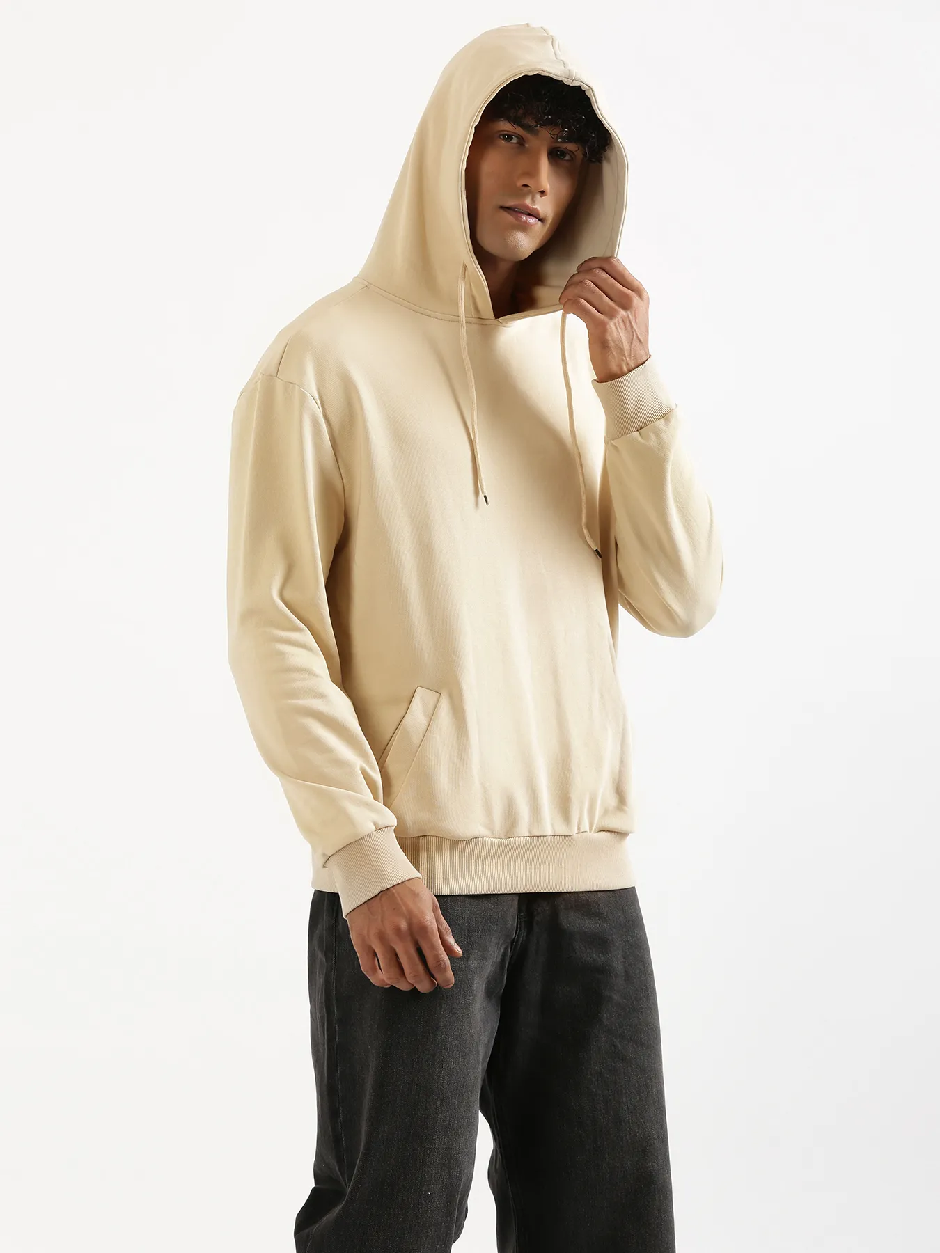 Unisex Beige Pullover Fleece Hoodie - Image 12