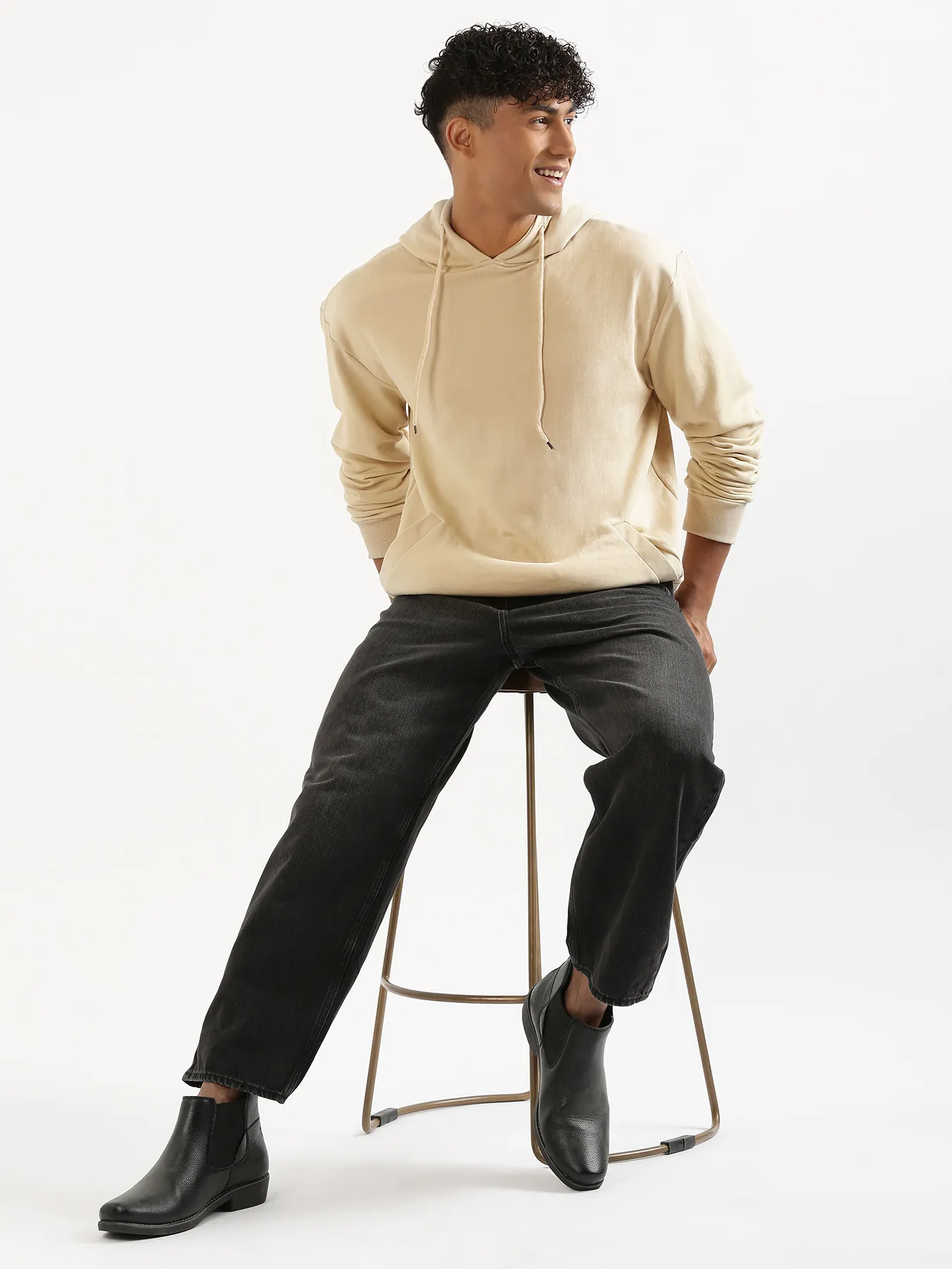 Unisex Beige Pullover Fleece Hoodie - Image 19