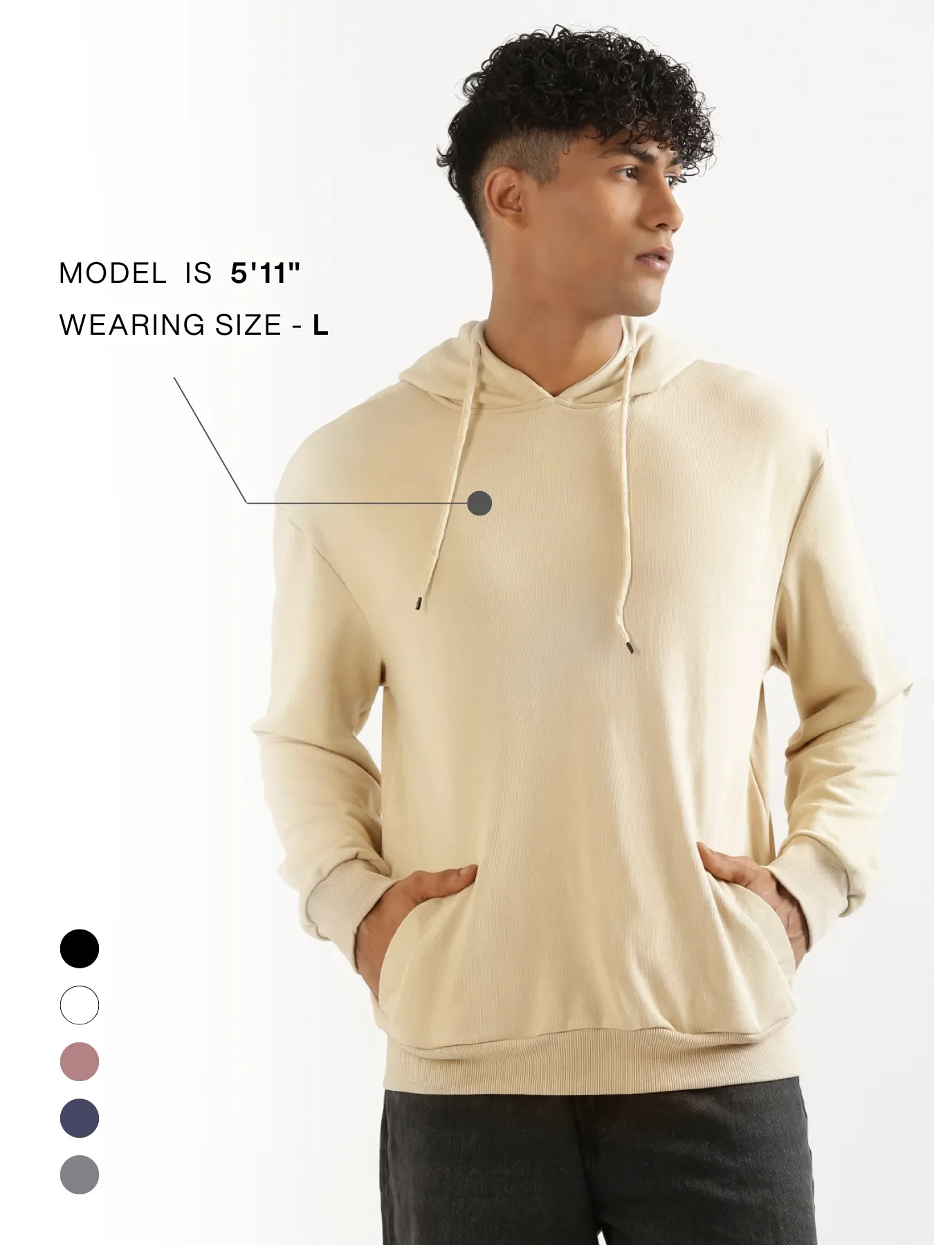 Unisex Beige Pullover Fleece Hoodie - Image 21