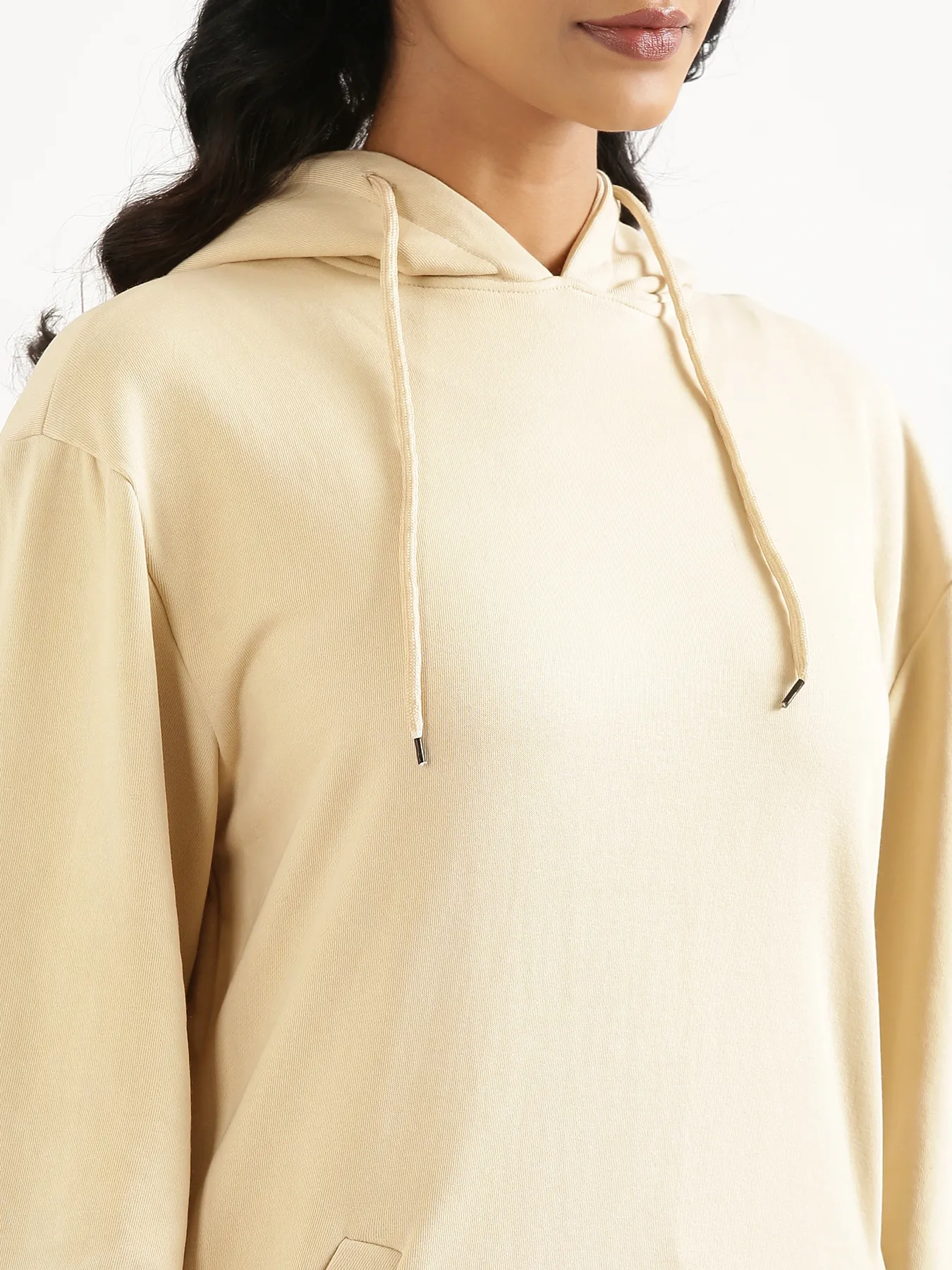 Unisex Beige Pullover Fleece Hoodie - Image 6