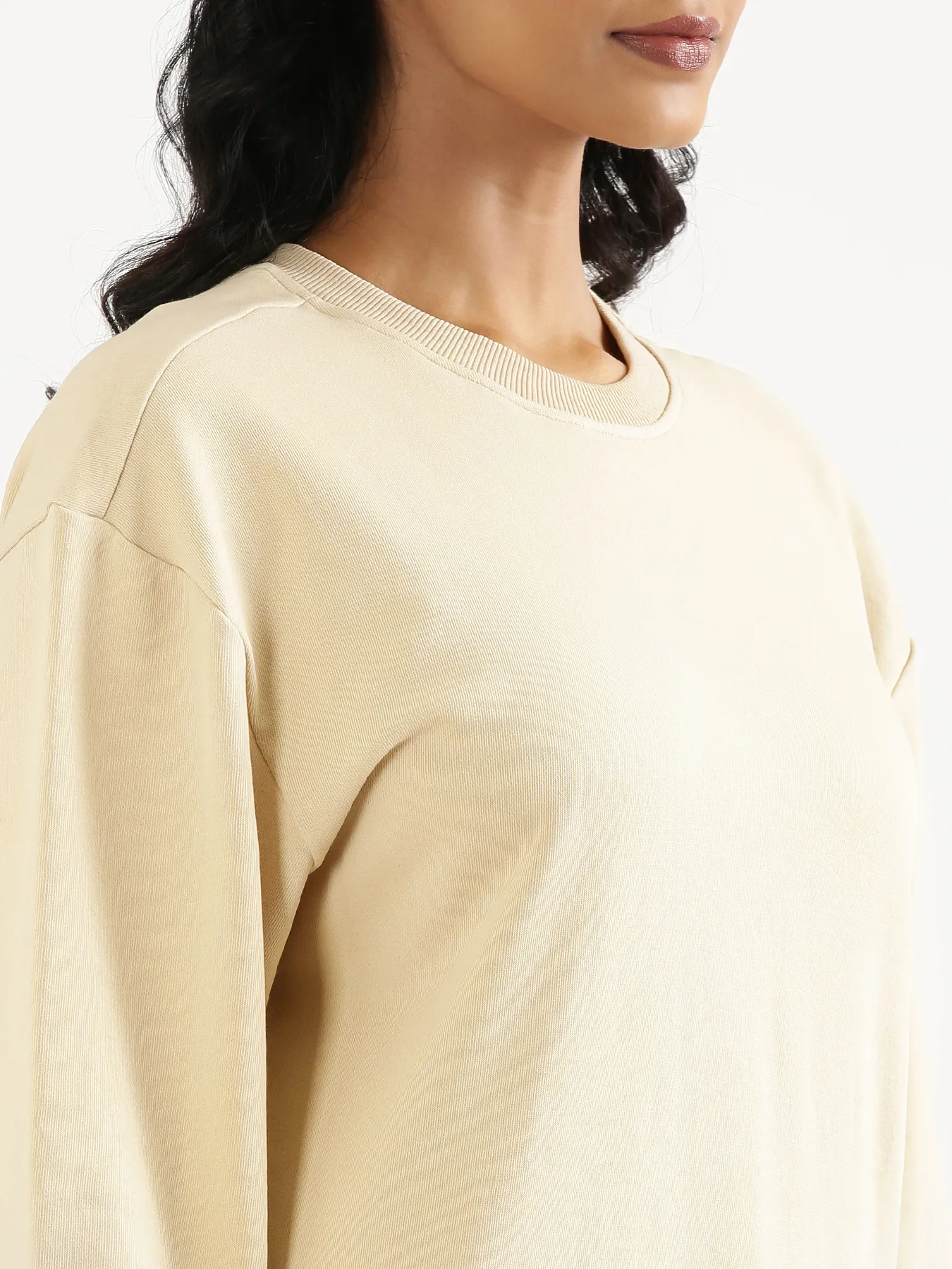 Unisex Beige Round Neck Sweatshirt - Image 7