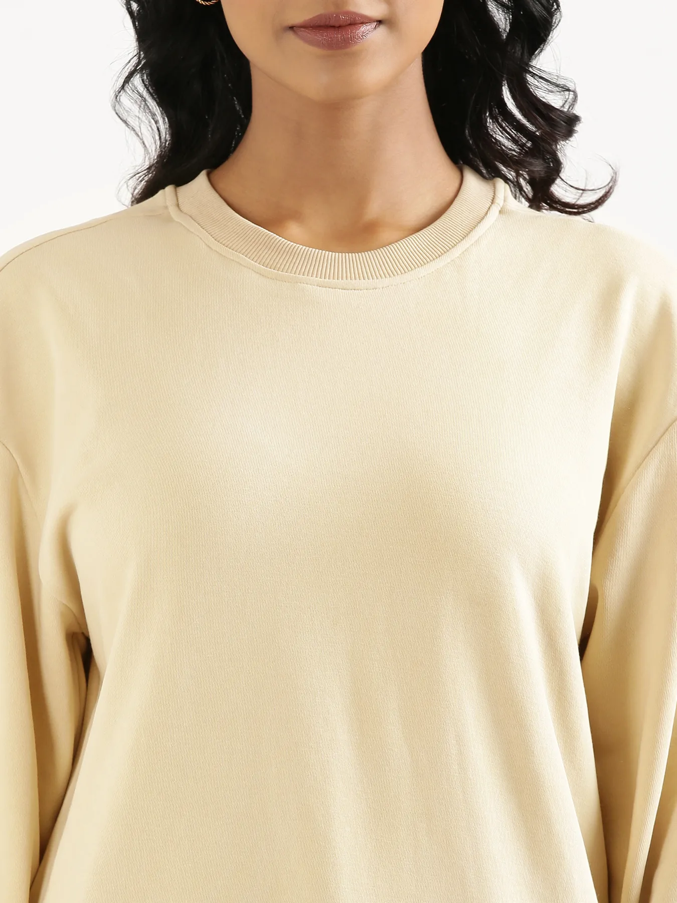 Unisex Beige Round Neck Sweatshirt - Image 8