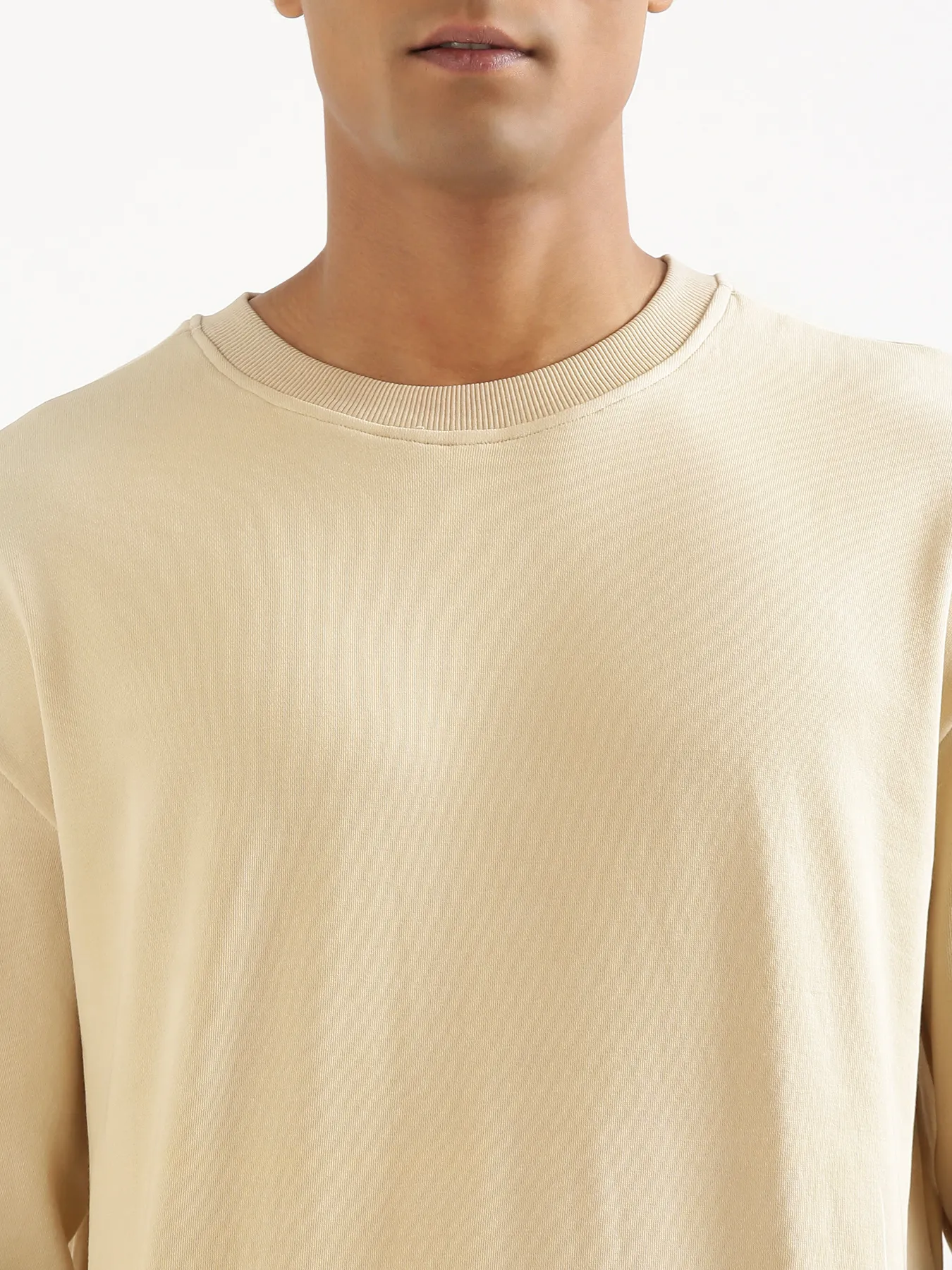 Unisex Beige Round Neck Sweatshirt - Image 9