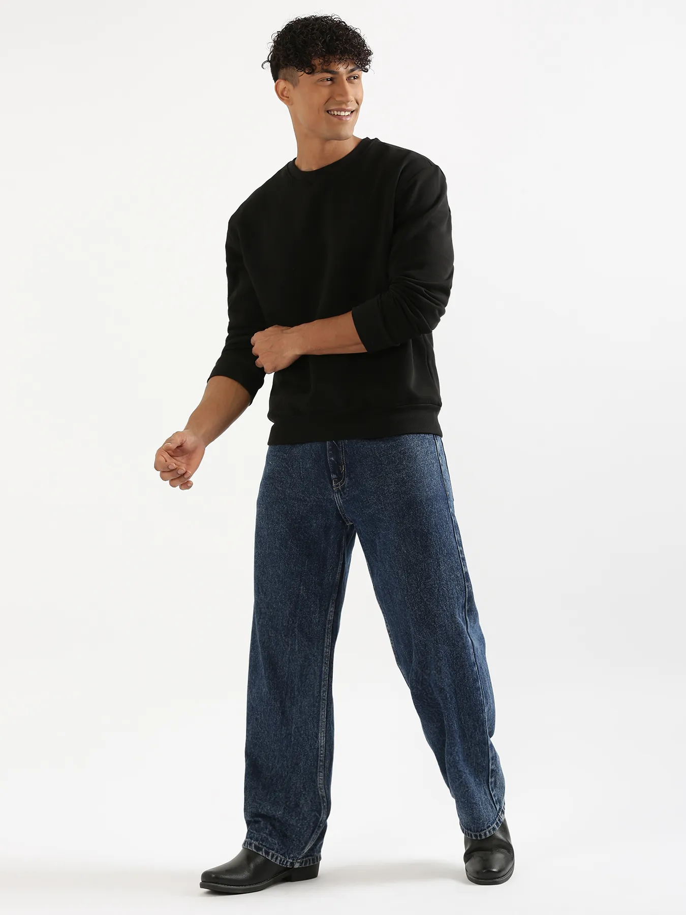 Unisex Black Round Neck Sweatshirt - Image 10