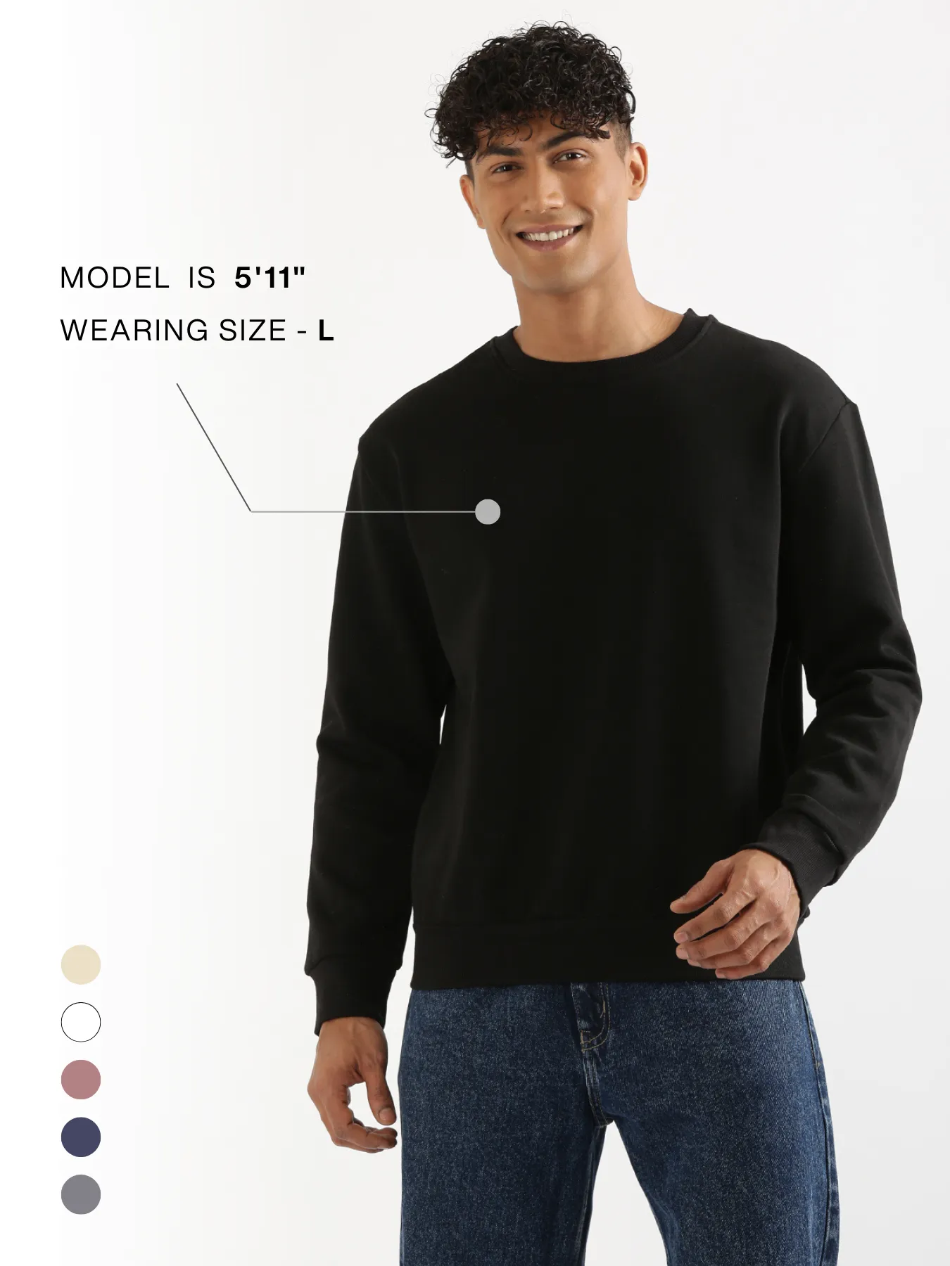 Unisex Black Round Neck Sweatshirt - Image 12
