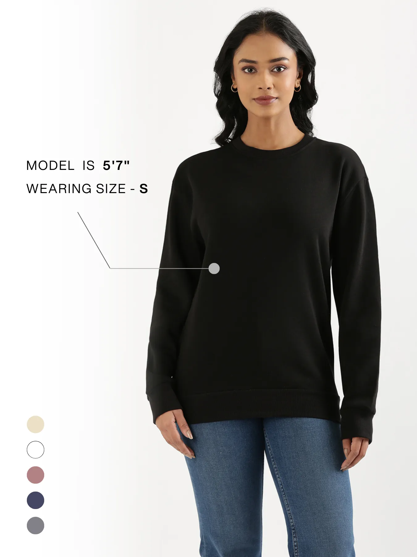 Unisex Black Round Neck Sweatshirt - Image 13