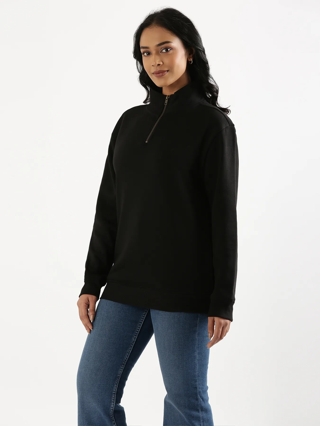 Unisex Black Zip Neck Sweatshirt - Image 12