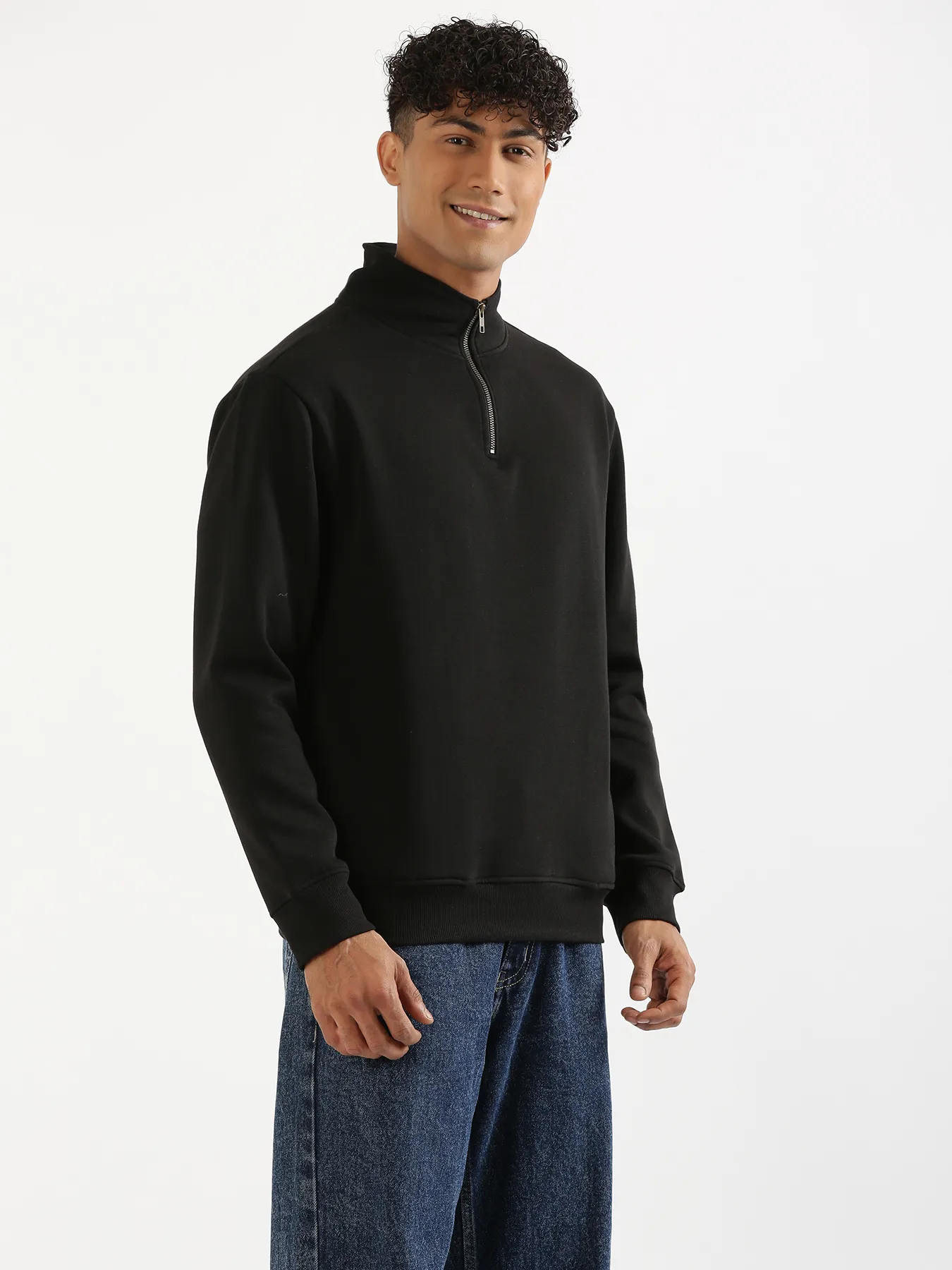 Unisex Black Zip Neck Sweatshirt - Image 13