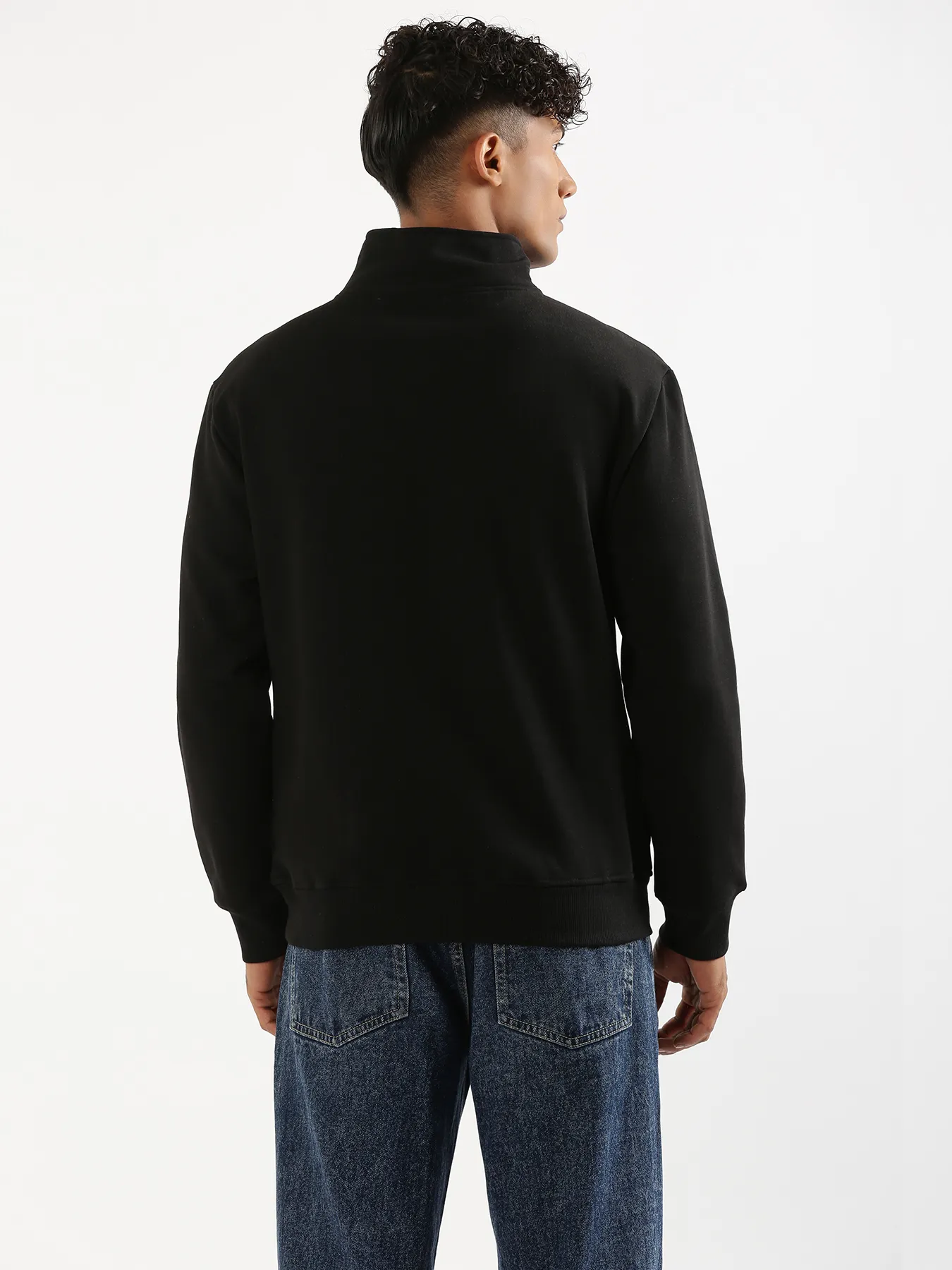 Unisex Black Zip Neck Sweatshirt - Image 15