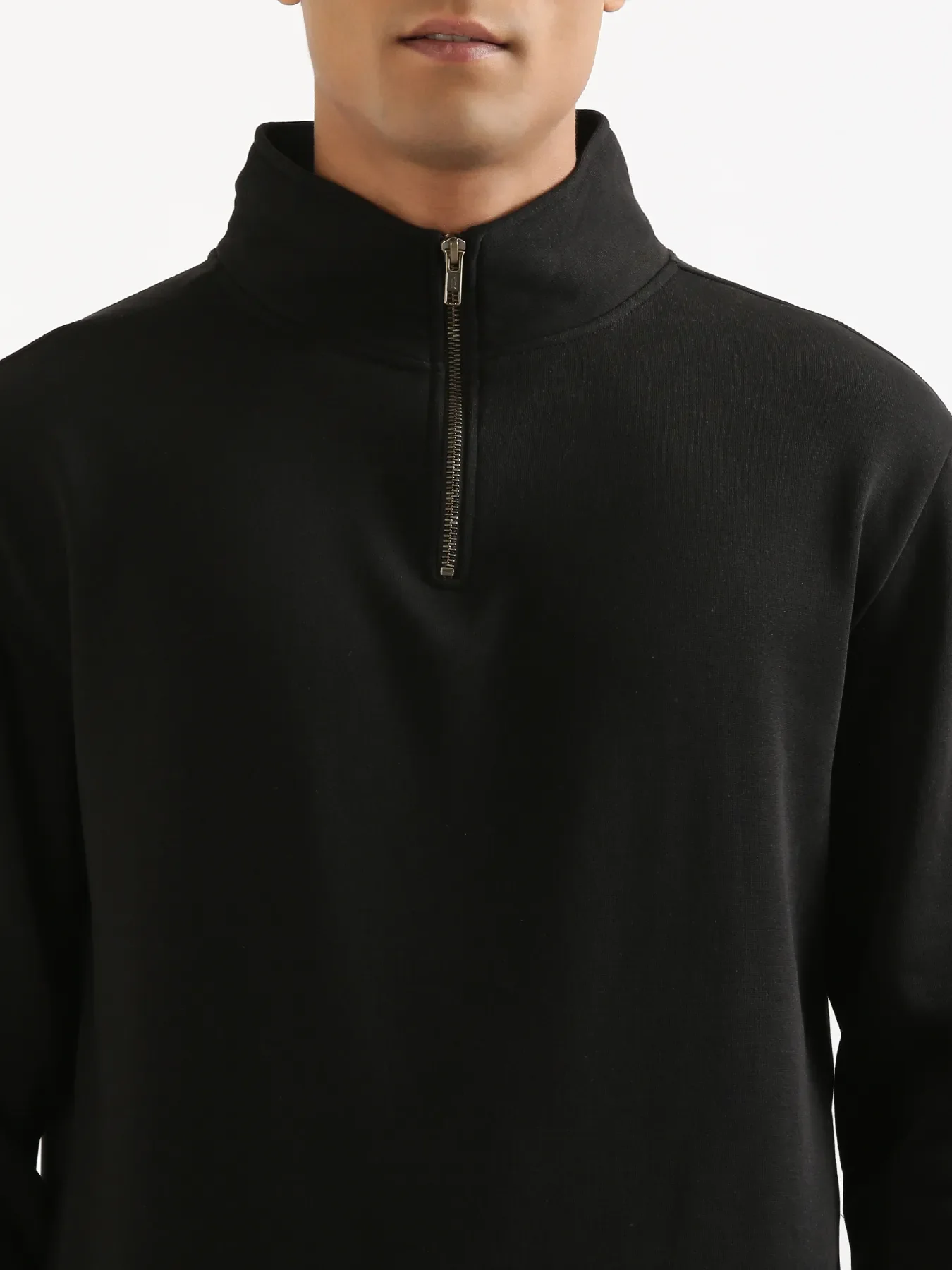 Unisex Black Zip Neck Sweatshirt - Image 8