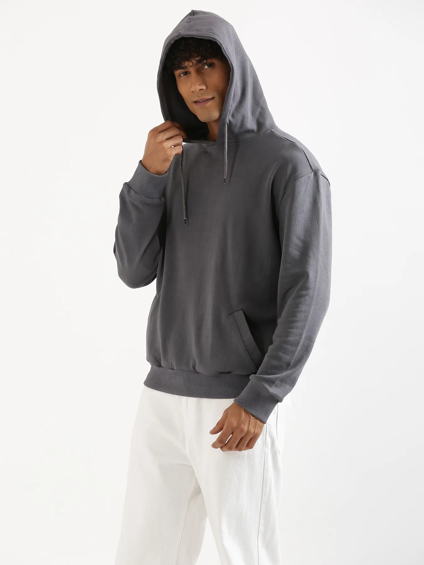 Unisex Grey Pullover Fleece Hoodie - Image 11