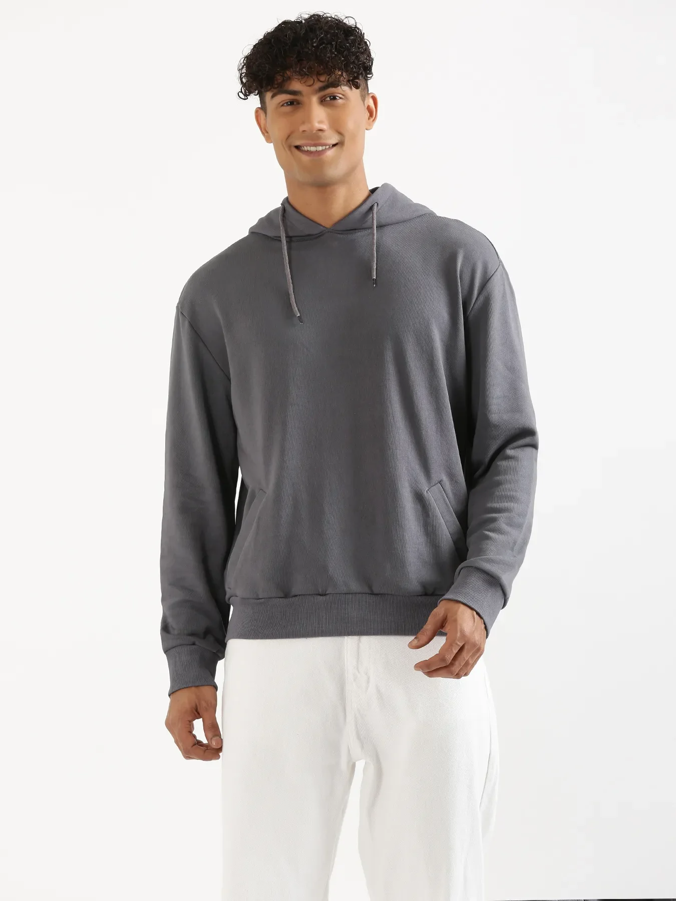 Unisex Grey Pullover Fleece Hoodie - Image 2