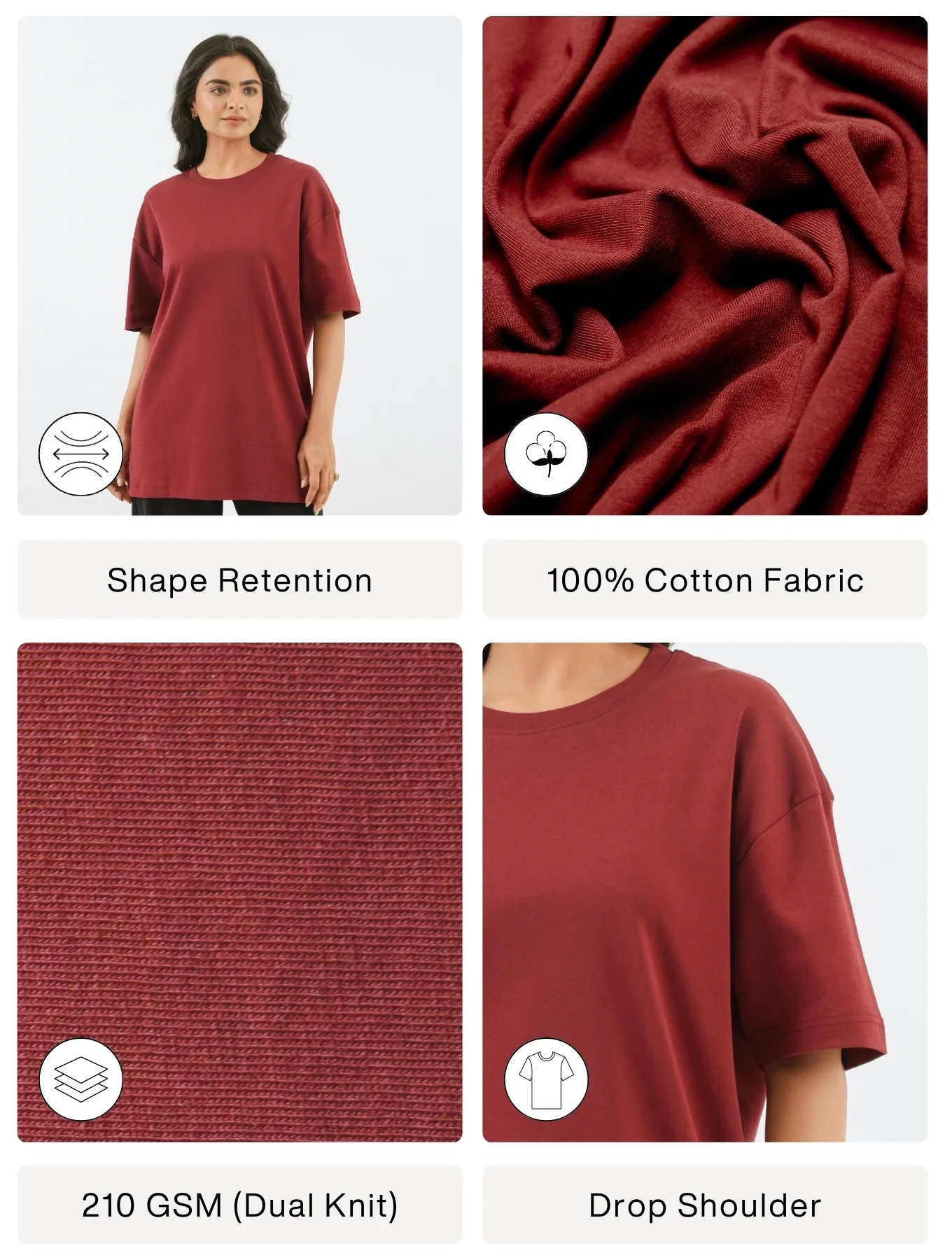 Unisex Maroon Oversized T-shirt - Image 2