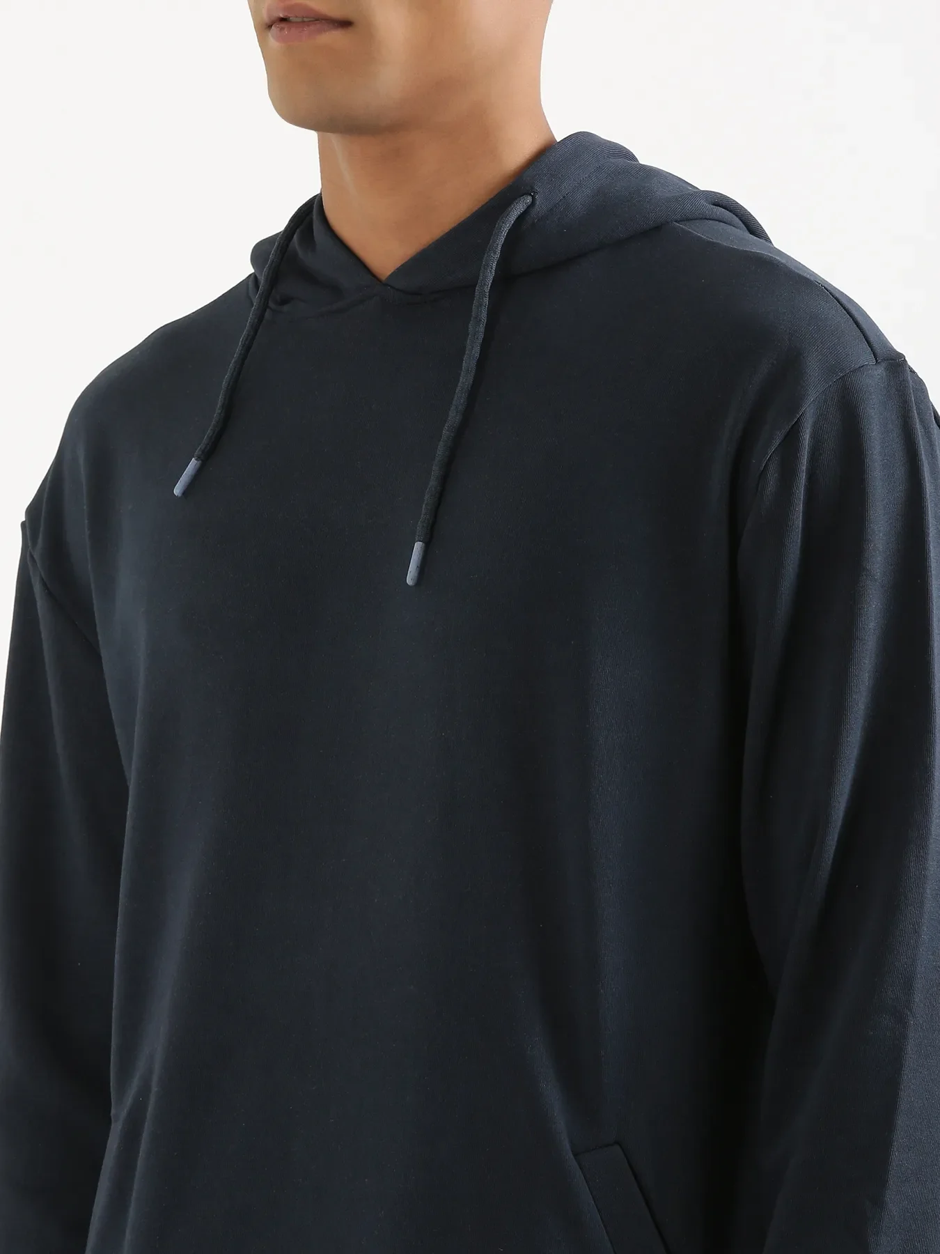 Unisex Navy Blue Pullover Fleece Hoodie - Image 10