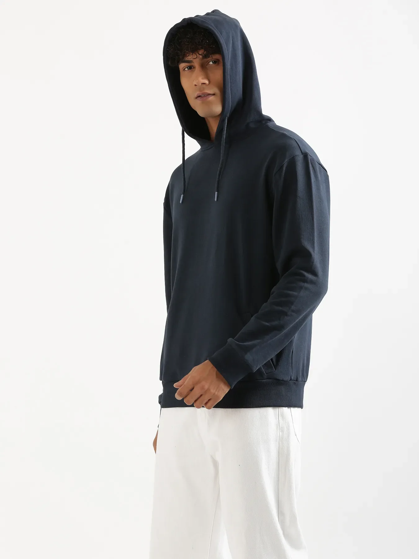 Unisex Navy Blue Pullover Fleece Hoodie - Image 12