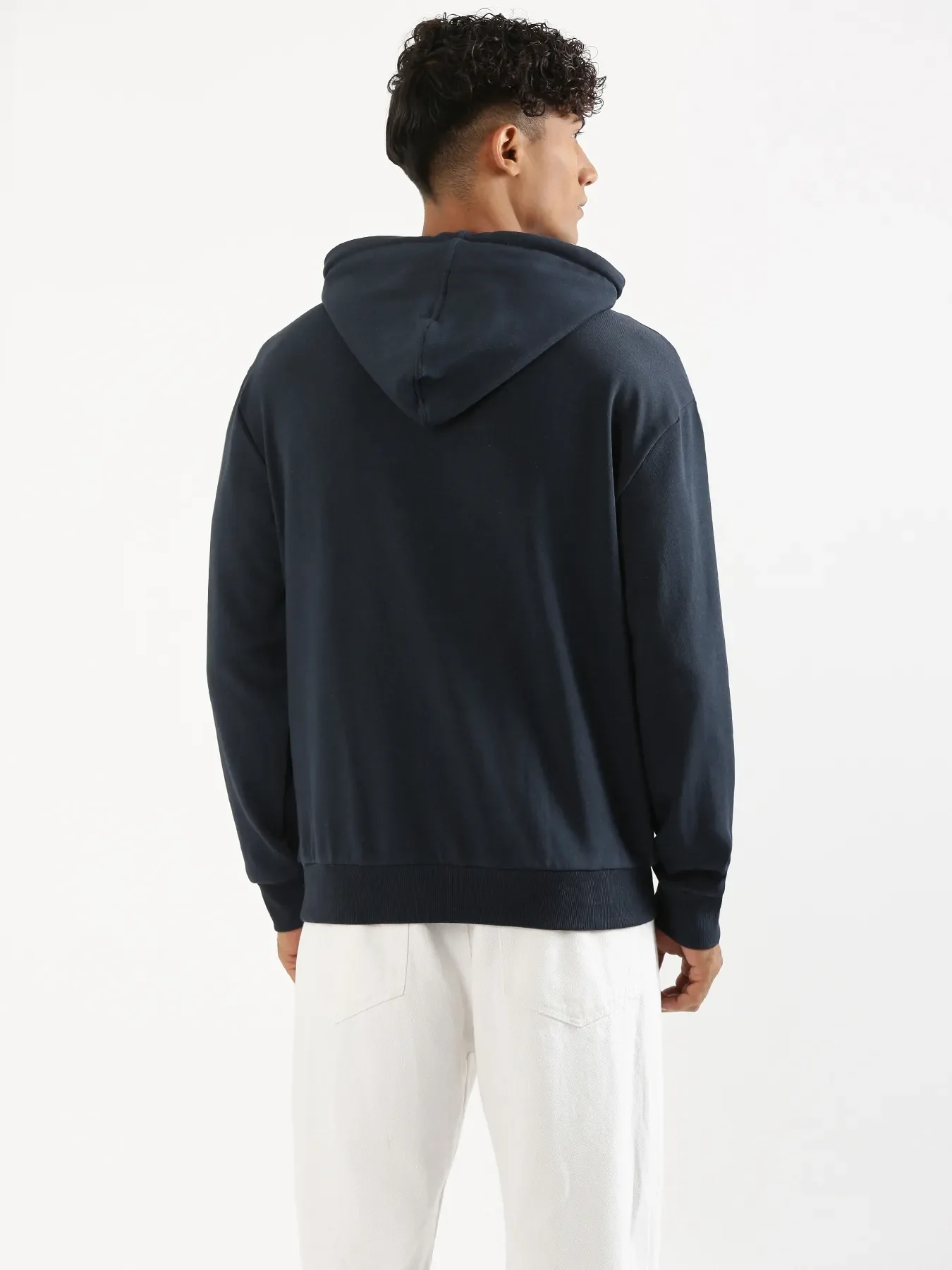 Unisex Navy Blue Pullover Fleece Hoodie - Image 16