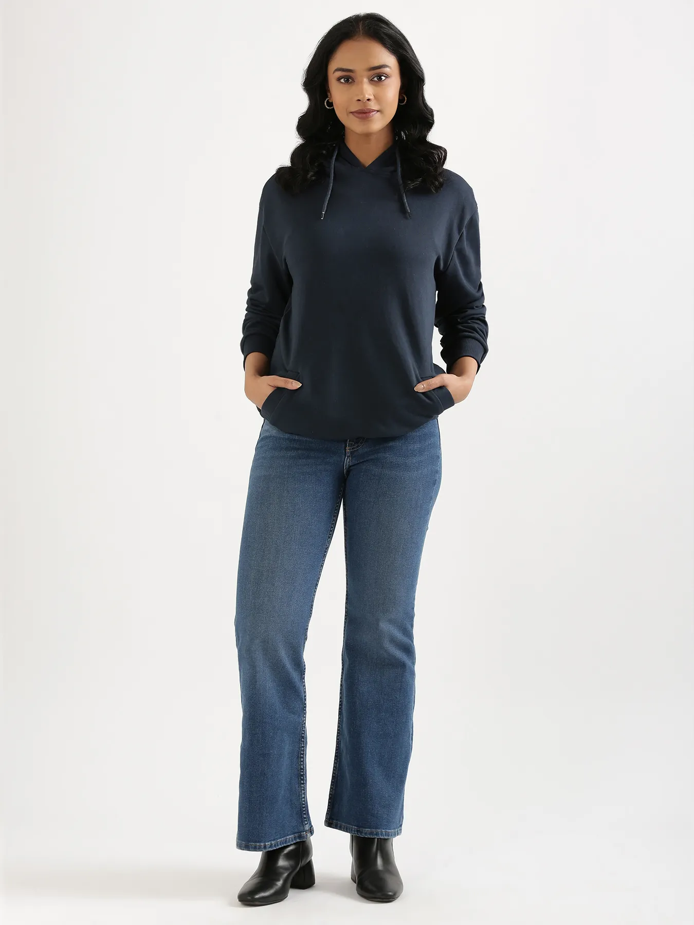 Unisex Navy Blue Pullover Fleece Hoodie - Image 17