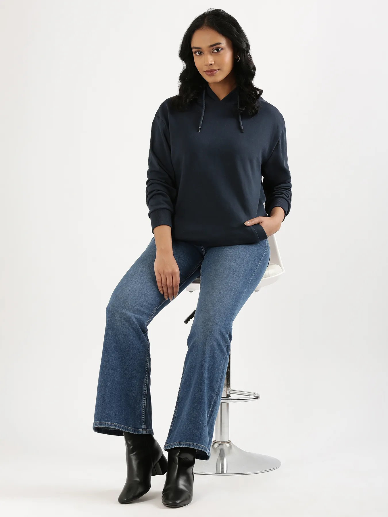 Unisex Navy Blue Pullover Fleece Hoodie - Image 19