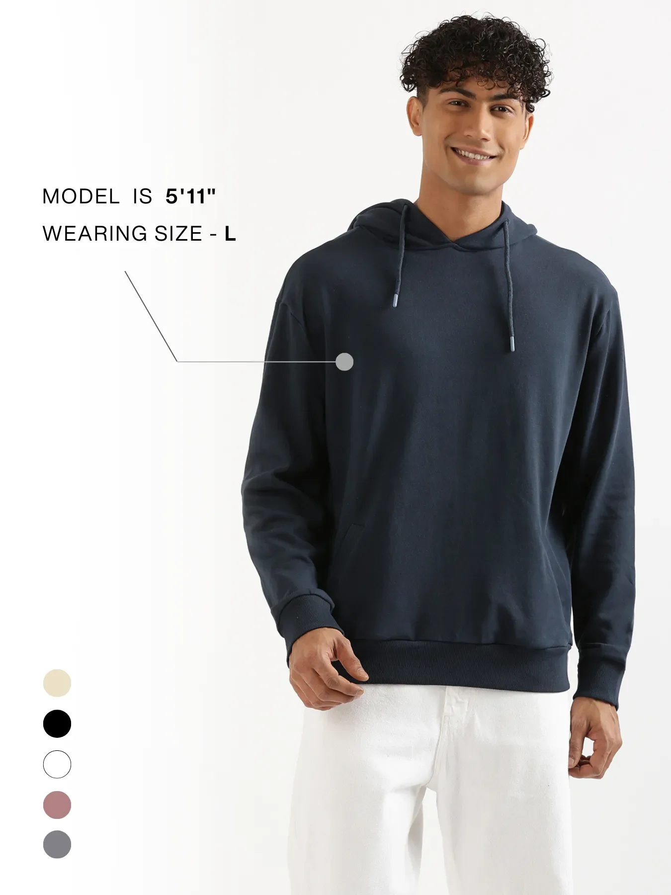 Unisex Navy Blue Pullover Fleece Hoodie - Image 21