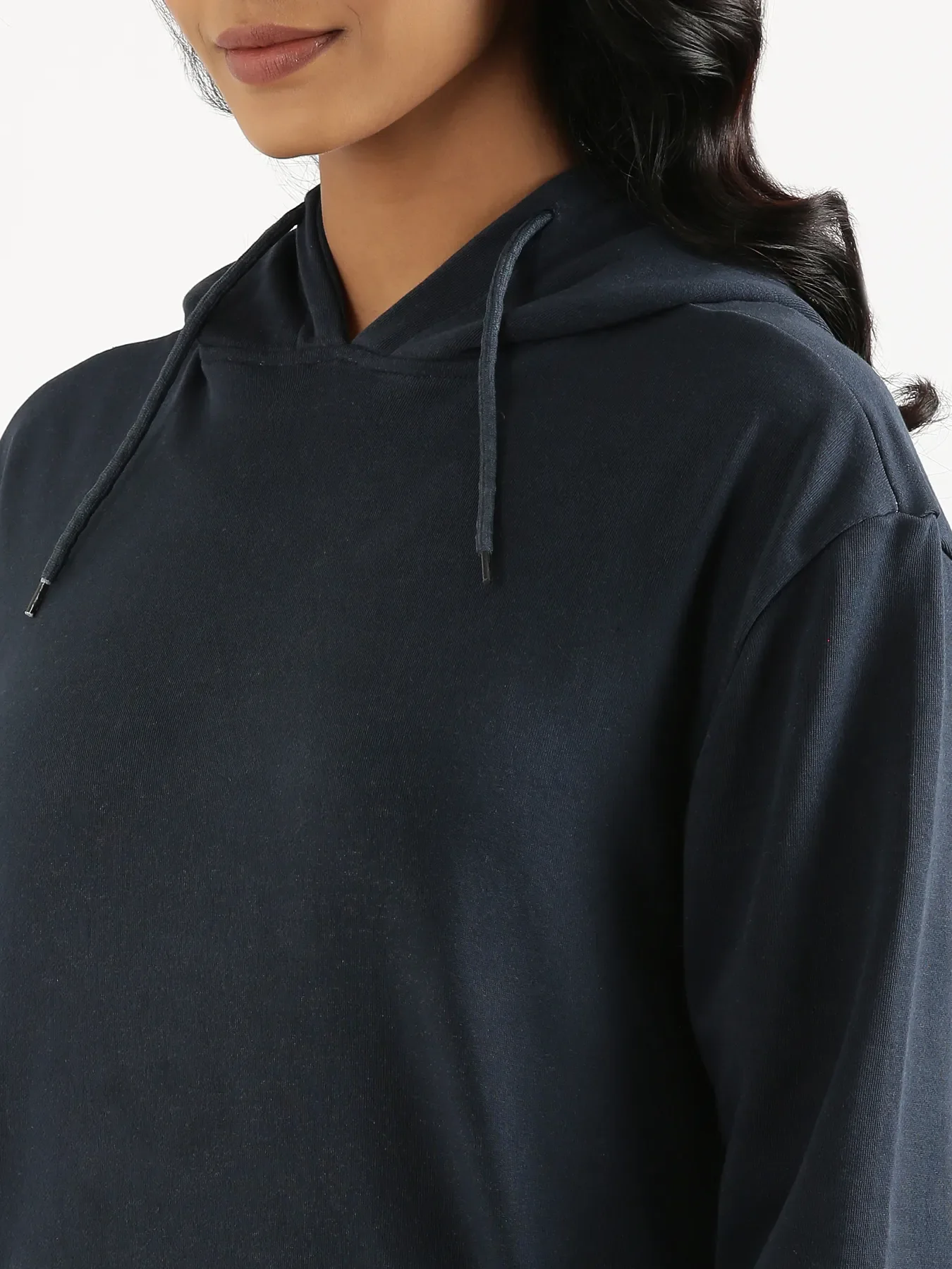Unisex Navy Blue Pullover Fleece Hoodie - Image 7