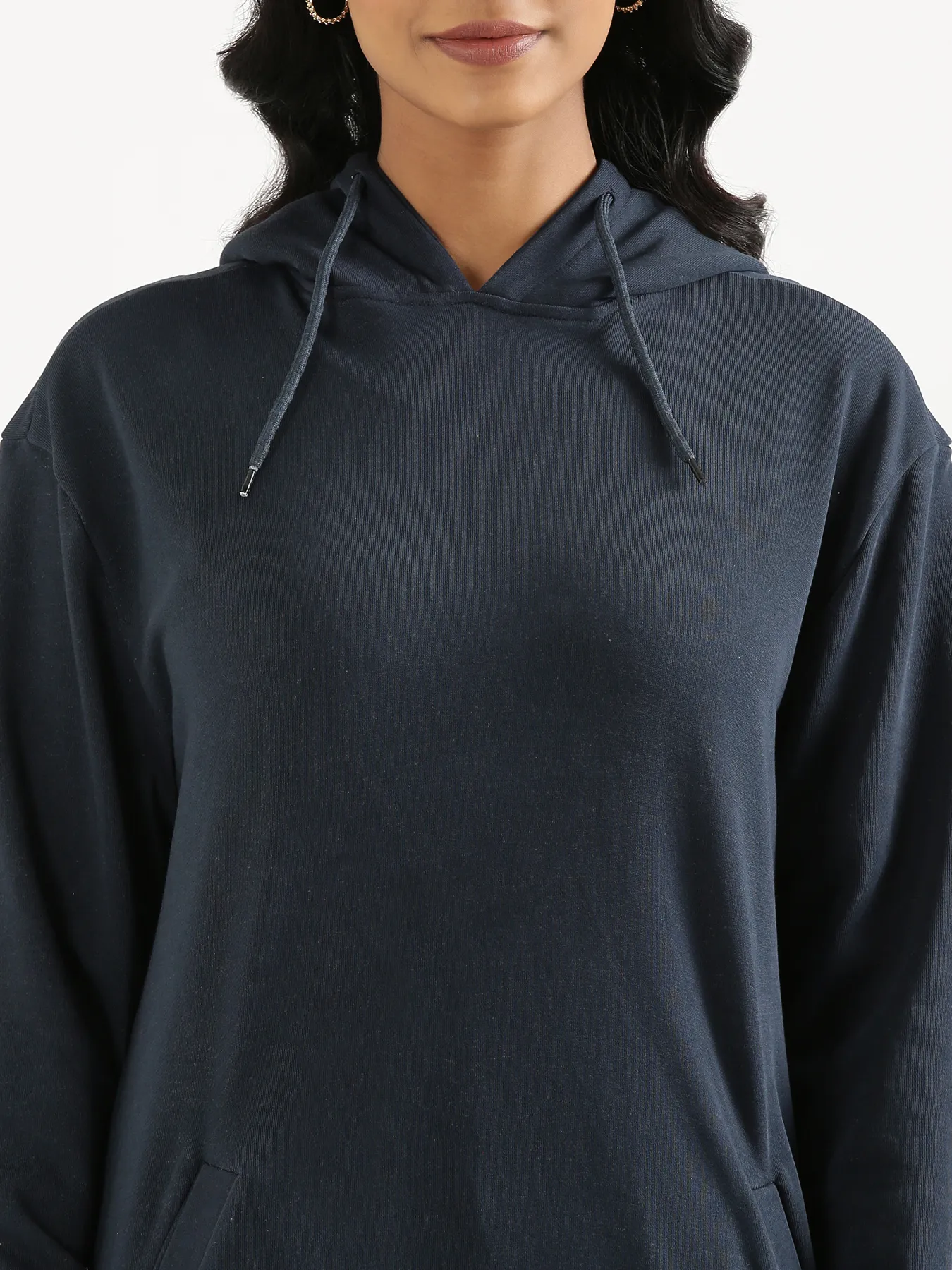 Unisex Navy Blue Pullover Fleece Hoodie - Image 8