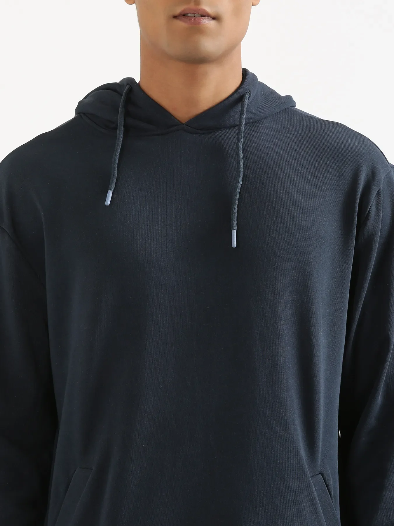 Unisex Navy Blue Pullover Fleece Hoodie - Image 9