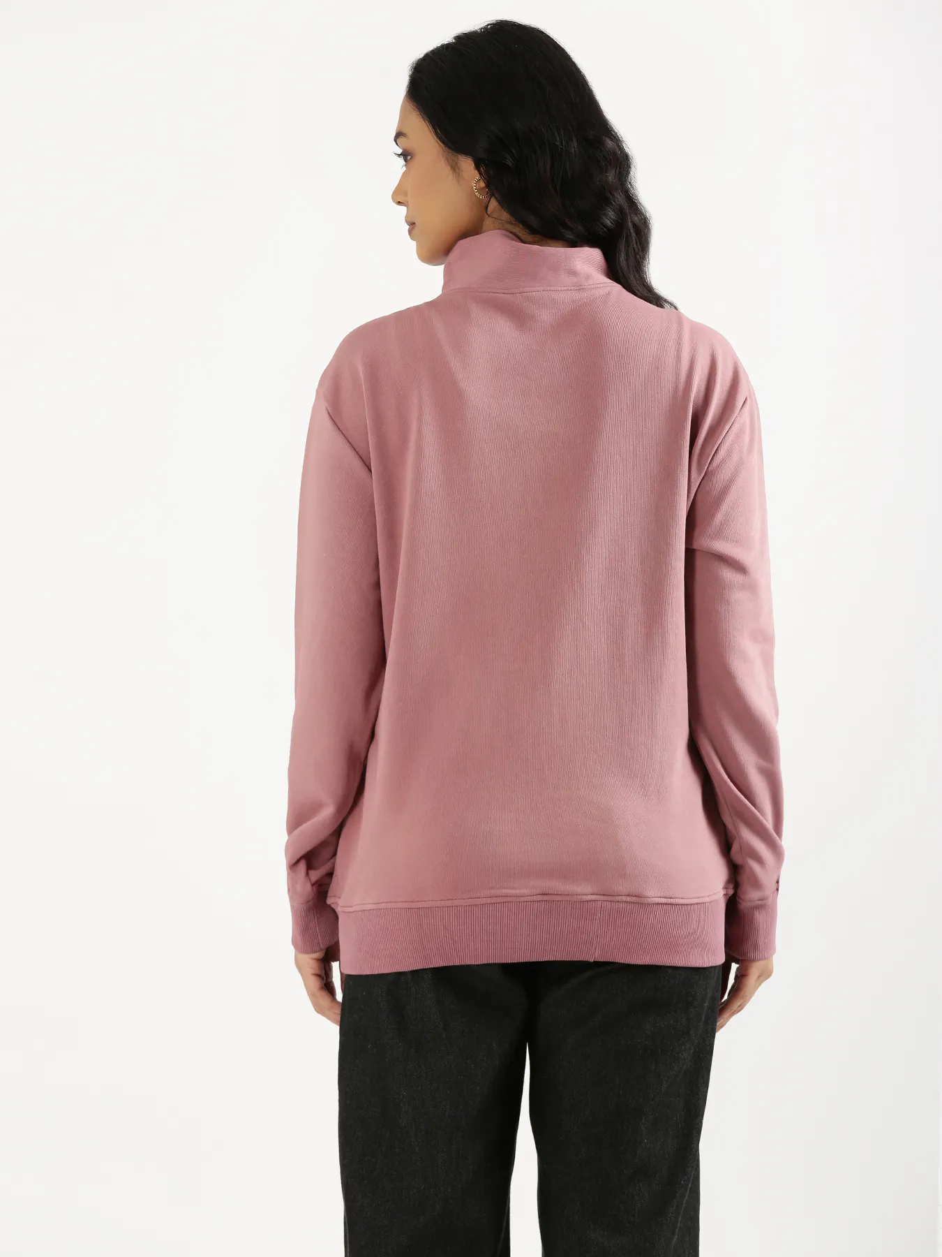 Unisex Rose Taupe Zip Neck Sweatshirt - Image 15