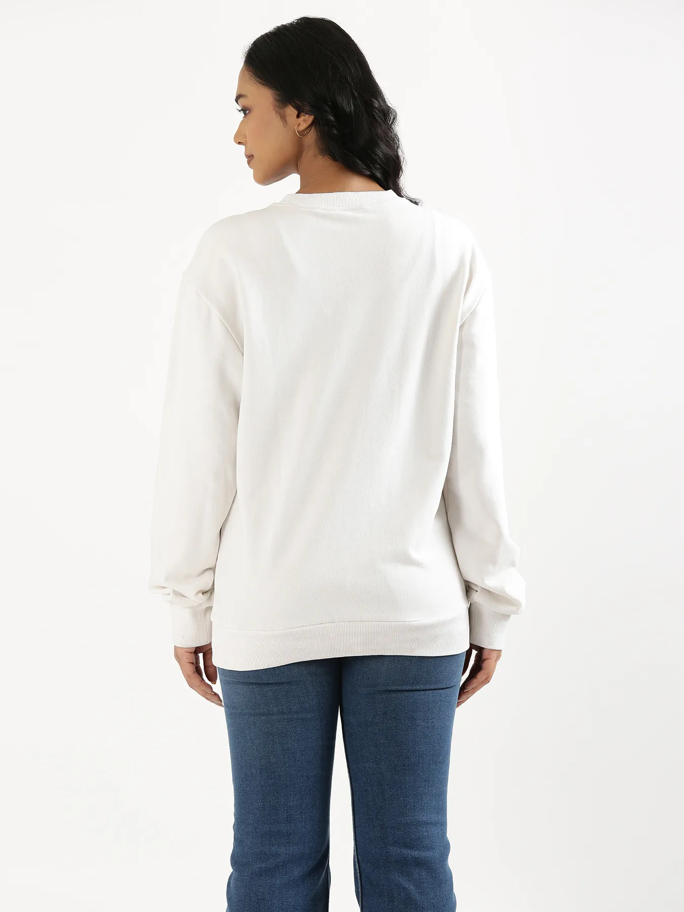 Unisex White Round Neck Sweatshirt - Image 15
