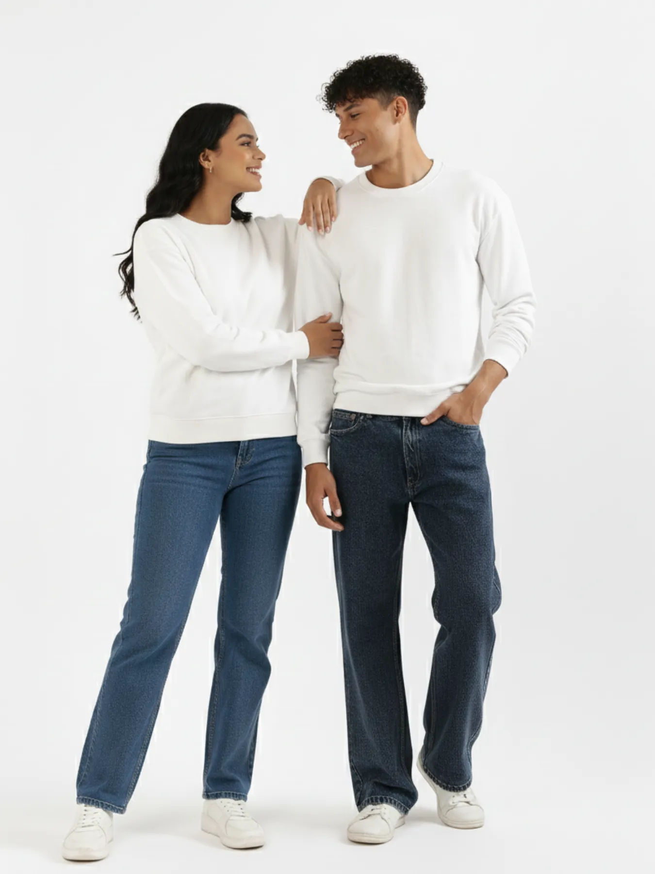 Unisex White Round Neck Sweatshirt - Image 3