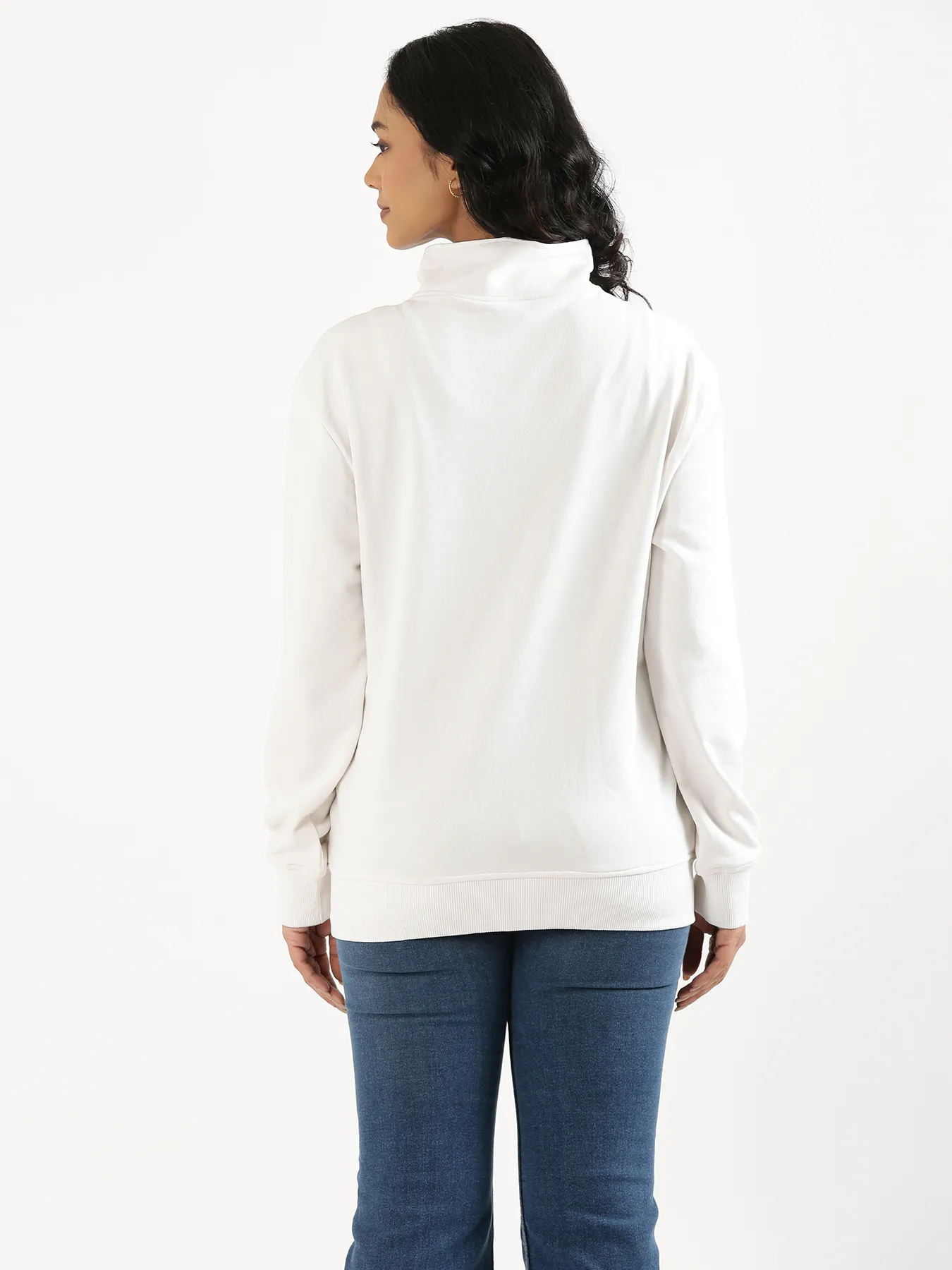 Unisex White Zip Neck Sweatshirt - Image 16