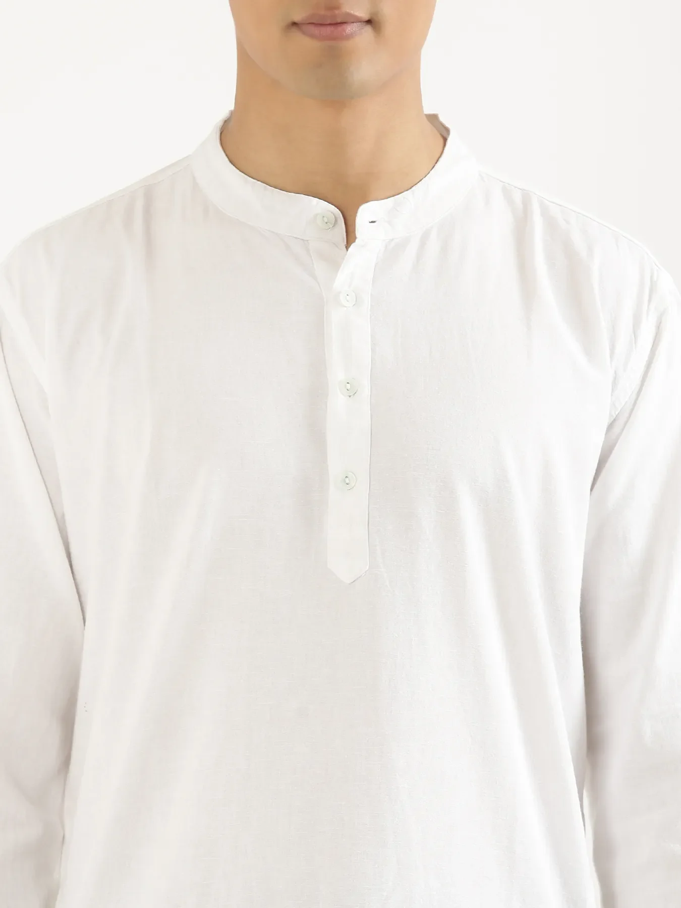 Men White Airy Linen Long Kurta - Image 5
