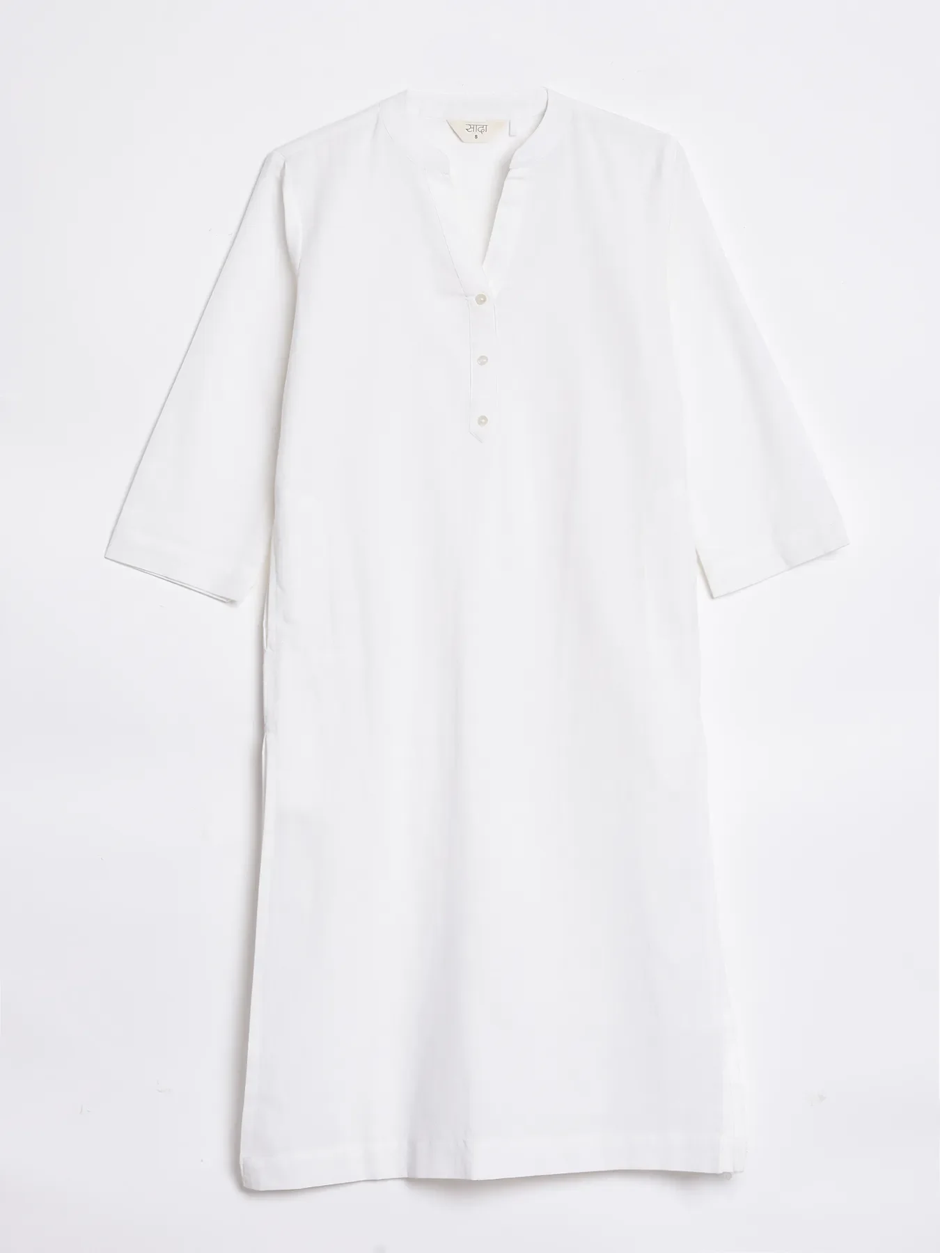 Women White Airy Linen Long Kurta - Image 13
