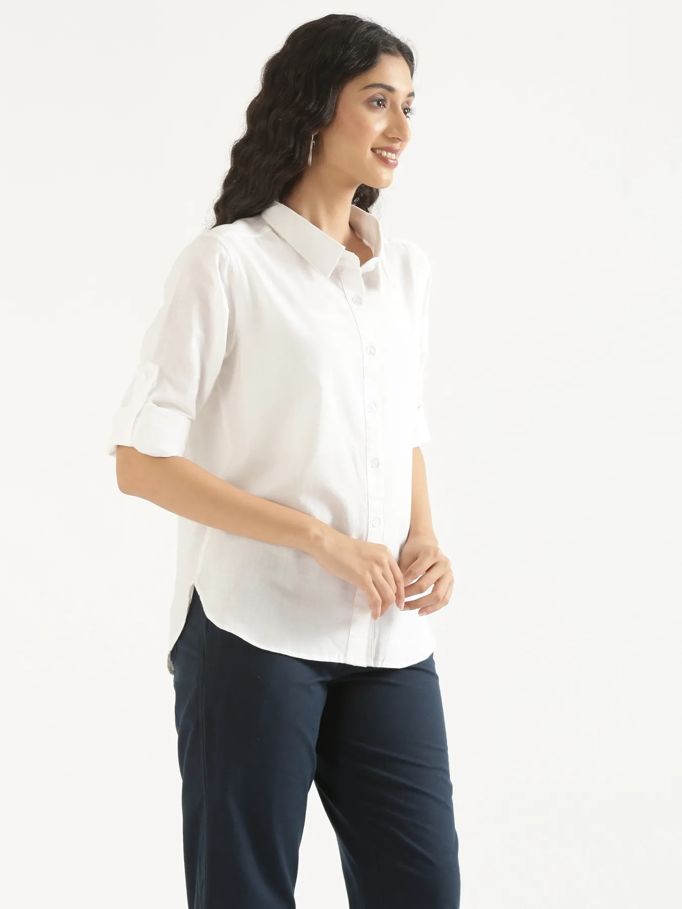 Women White Airy-Linen Shirt - Image 3