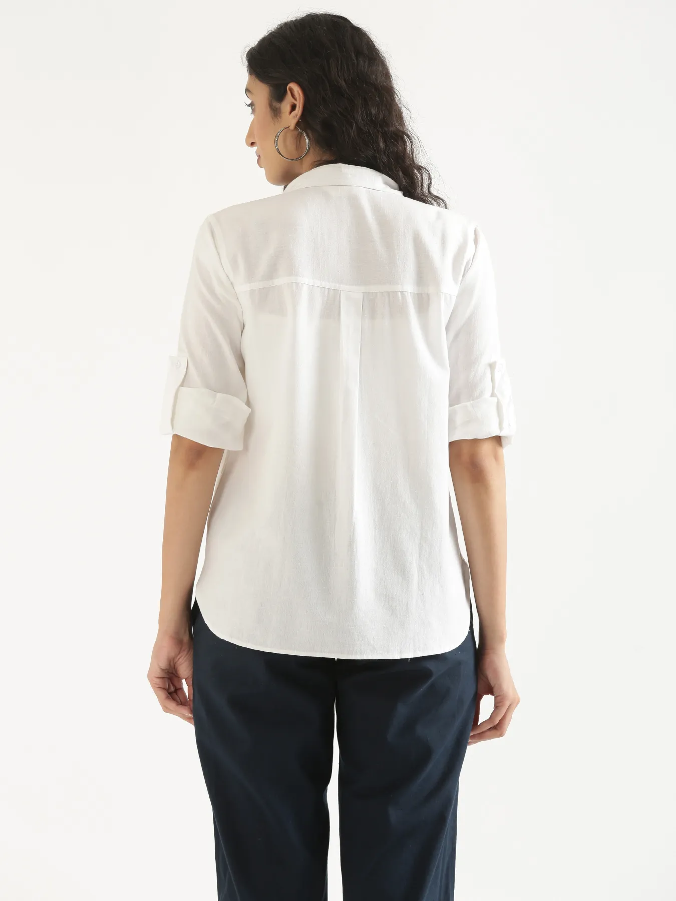 Women White Airy-Linen Shirt - Image 4