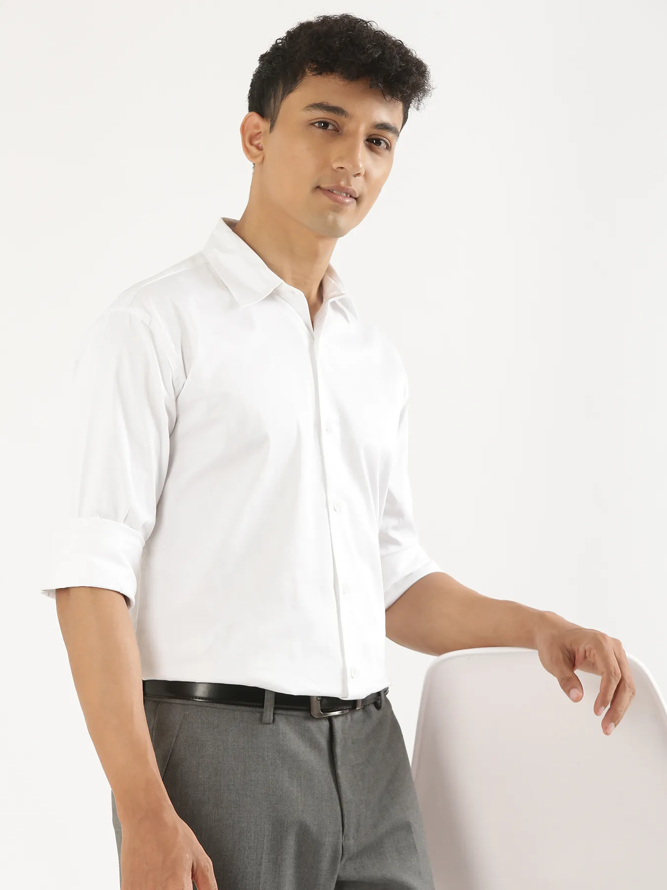 Men White Formal Shirt - Image 9