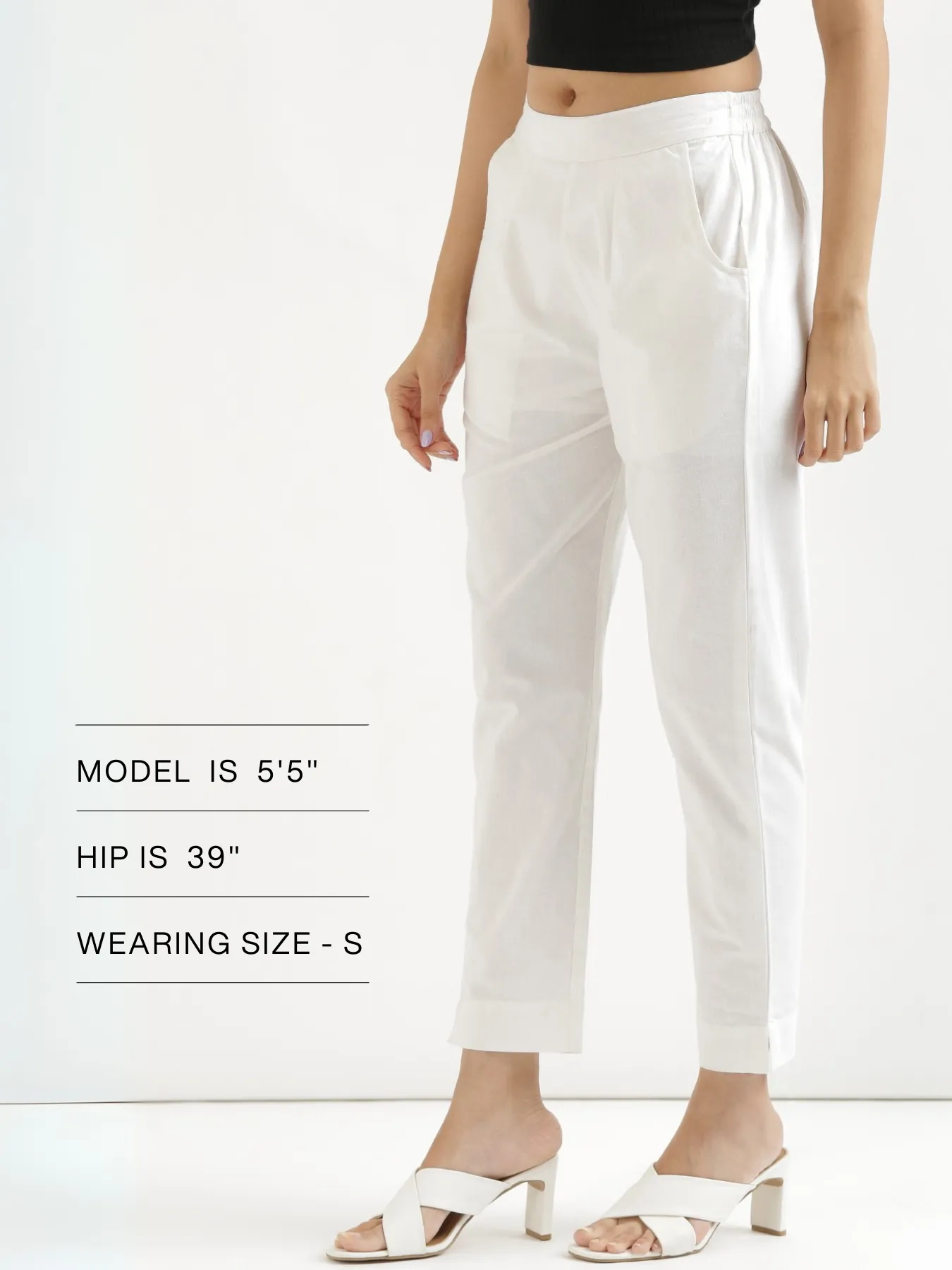 Women White Cotton Pant - Image 12