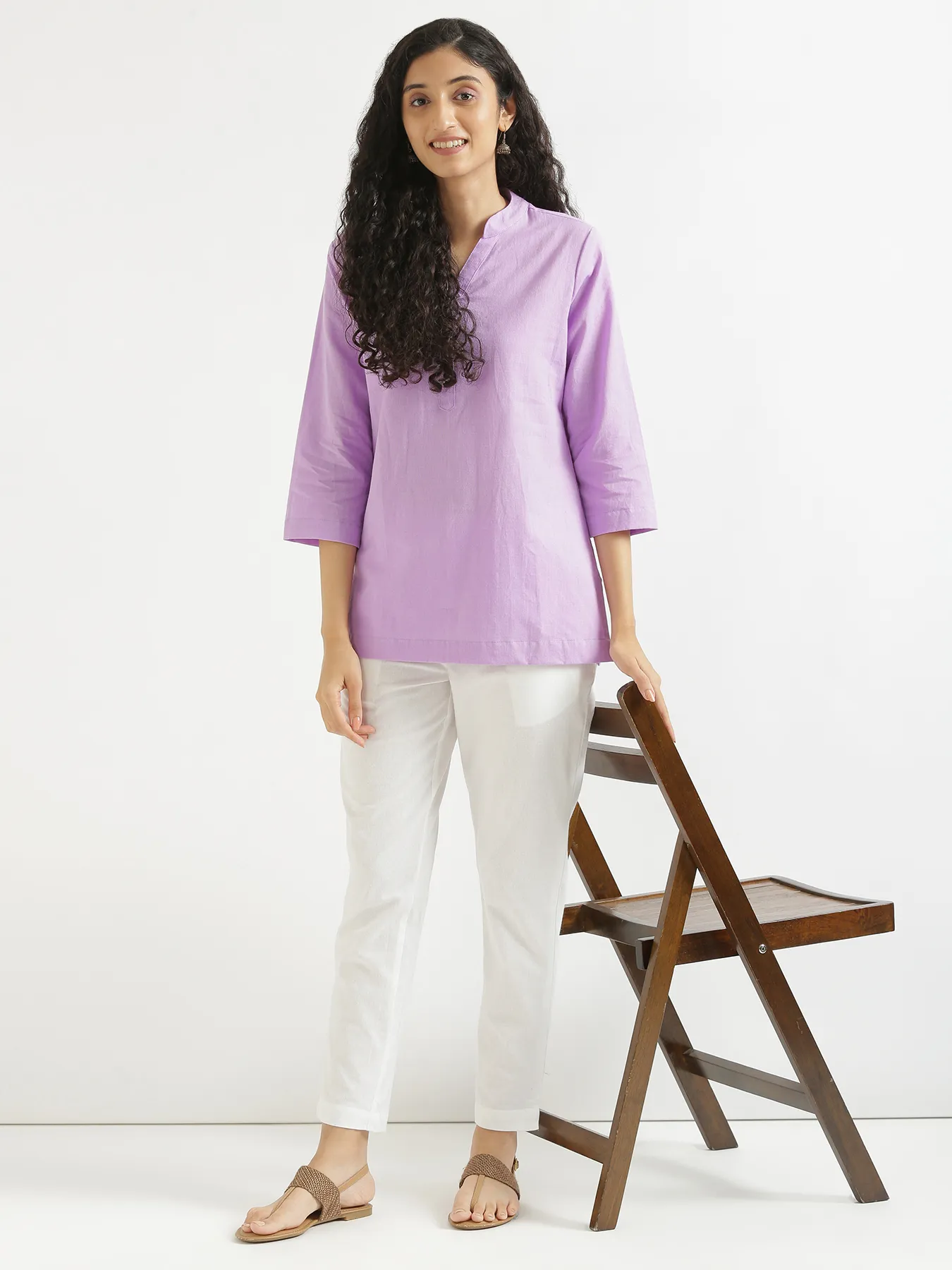 Women White Cotton Pant - Image 3