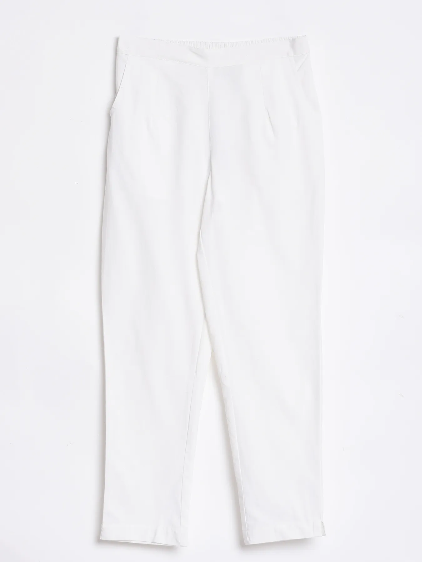 Women White Straight Fit Formal Pants - Image 13