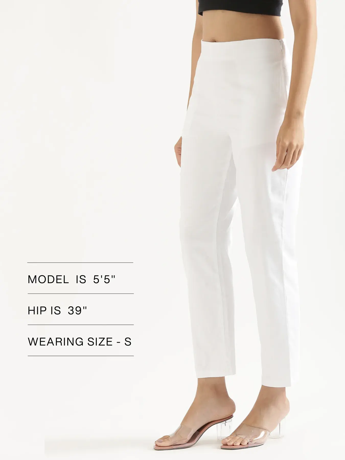 Women White Straight Fit Formal Pants - Image 14
