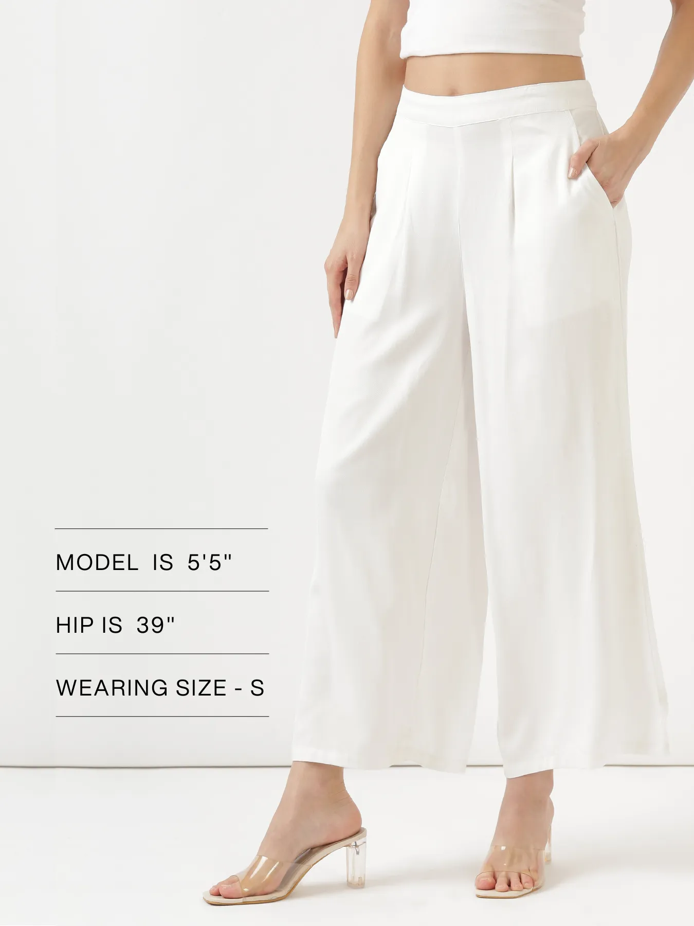 Women White Viscose Palazzo Pant - Image 13