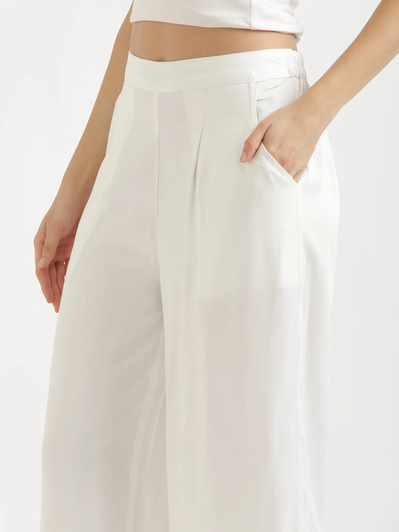Women White Viscose Palazzo Pant - Image 6