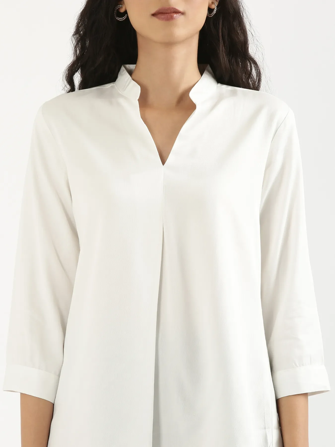 Women White Viscose Pleated Top - Image 4