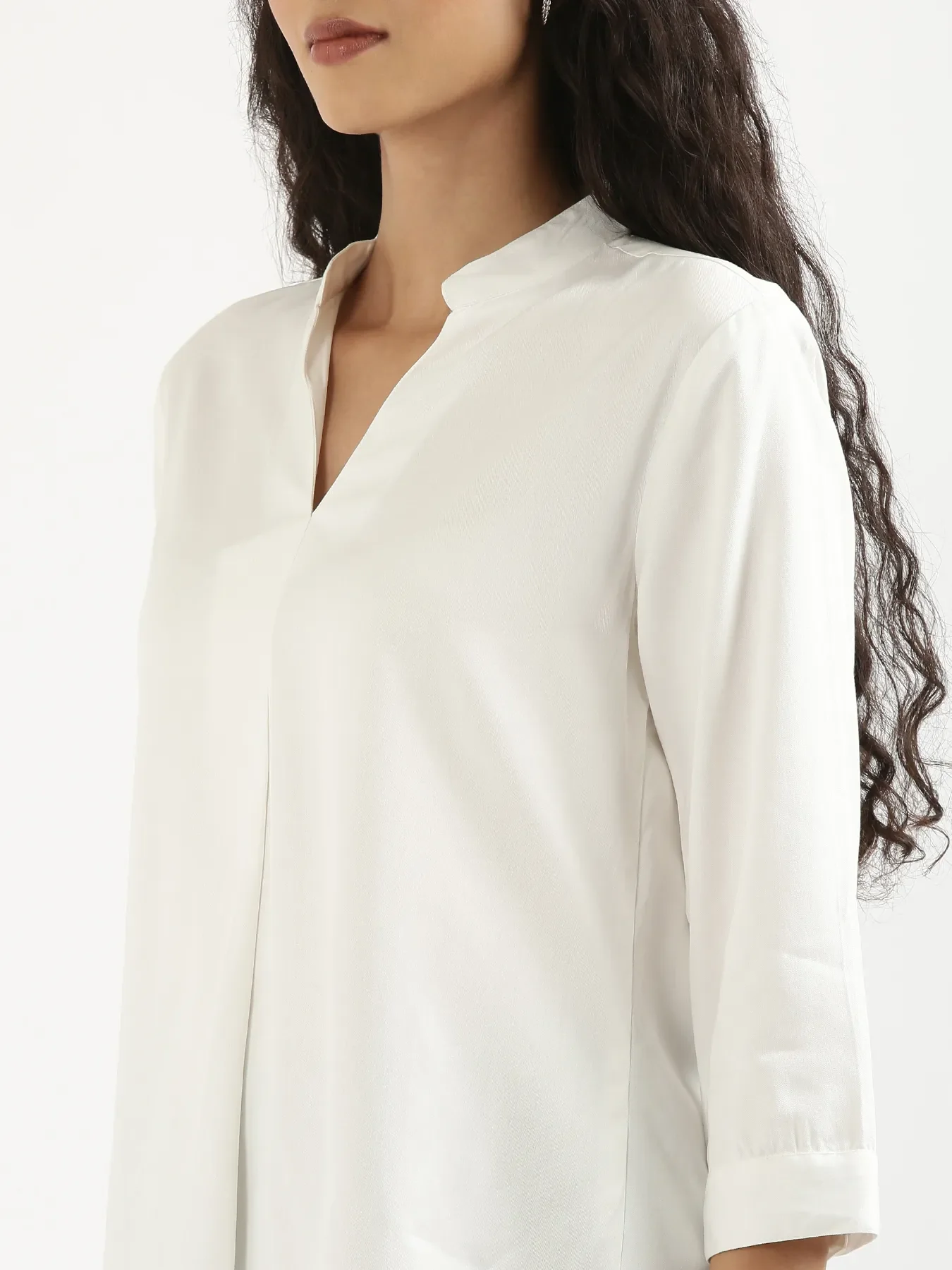 Women White Viscose Pleated Top - Image 5