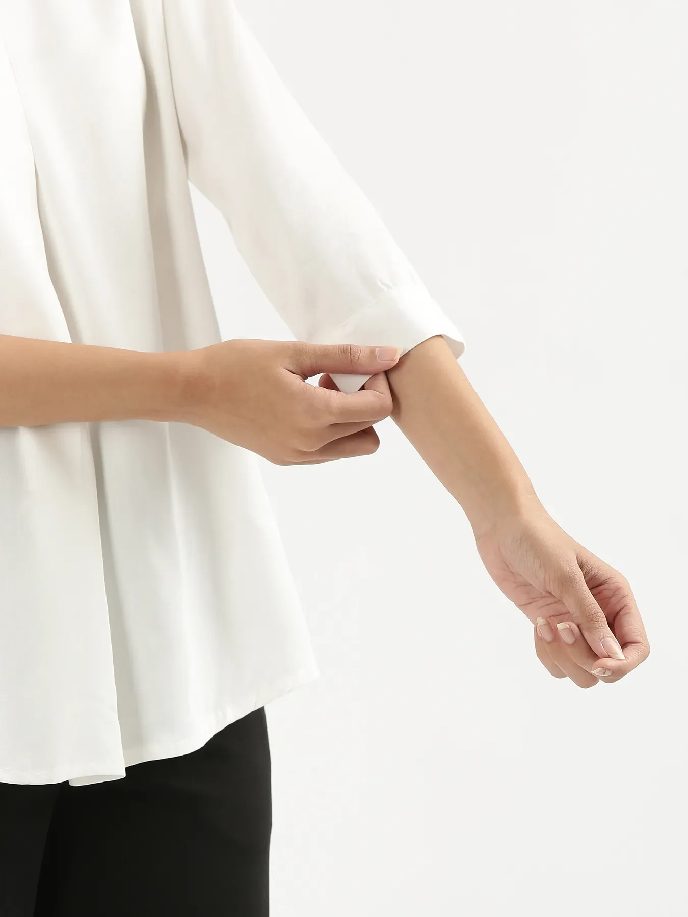 Women White Viscose Pleated Top - Image 6