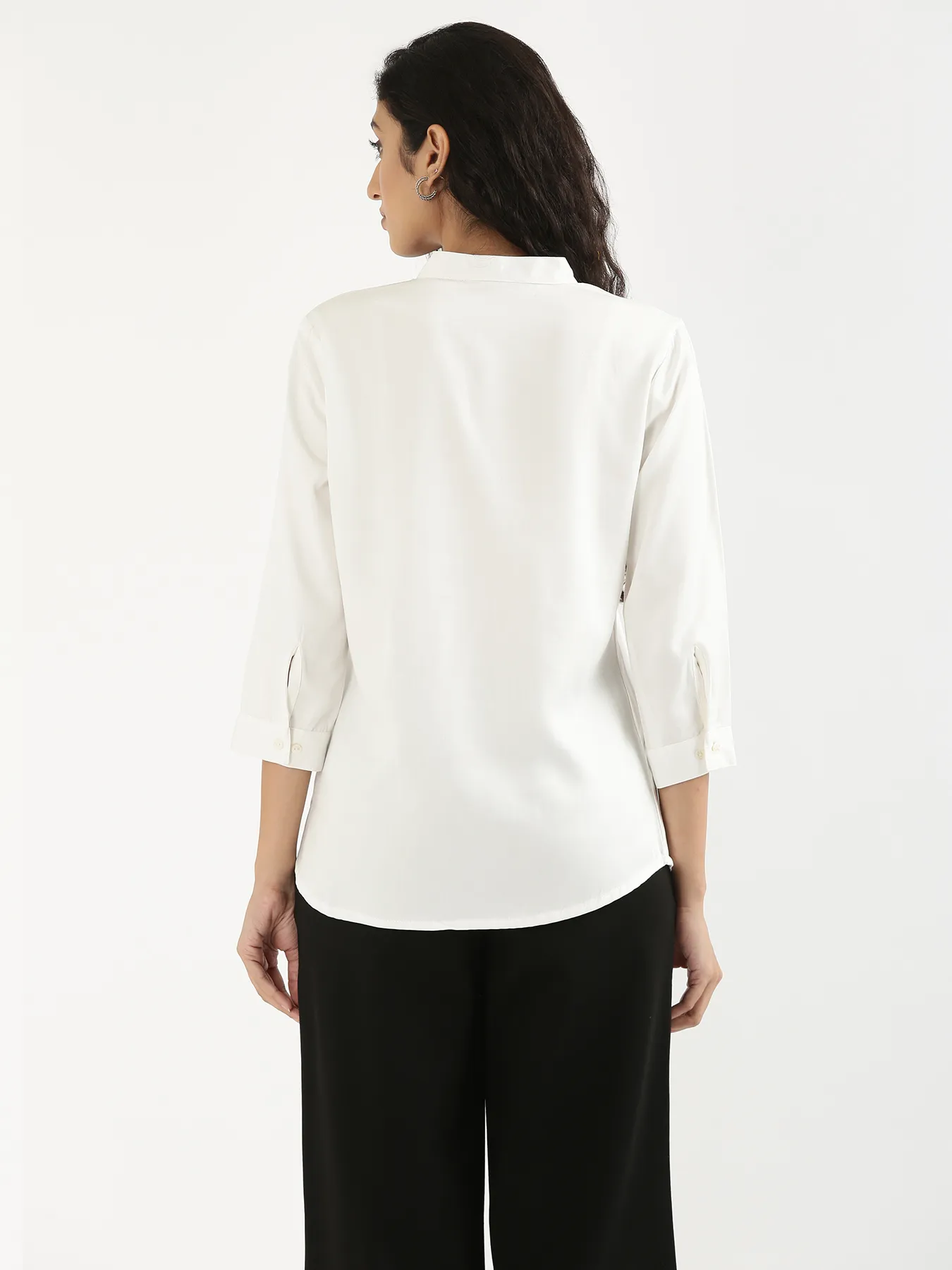 Women White Viscose Pleated Top - Image 7